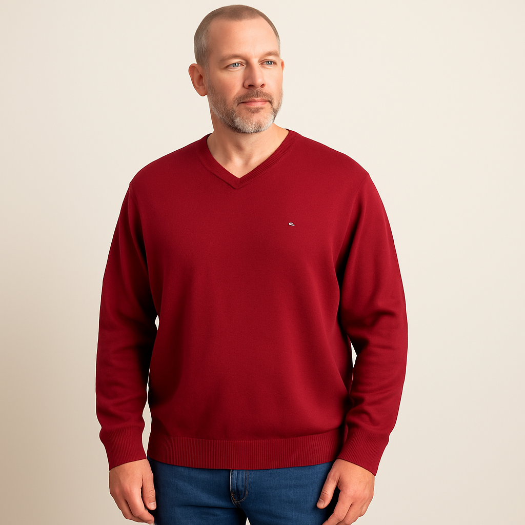 Tommy Hilfiger Men’s XXL V-Neck Sweater Red Cotton Pullover