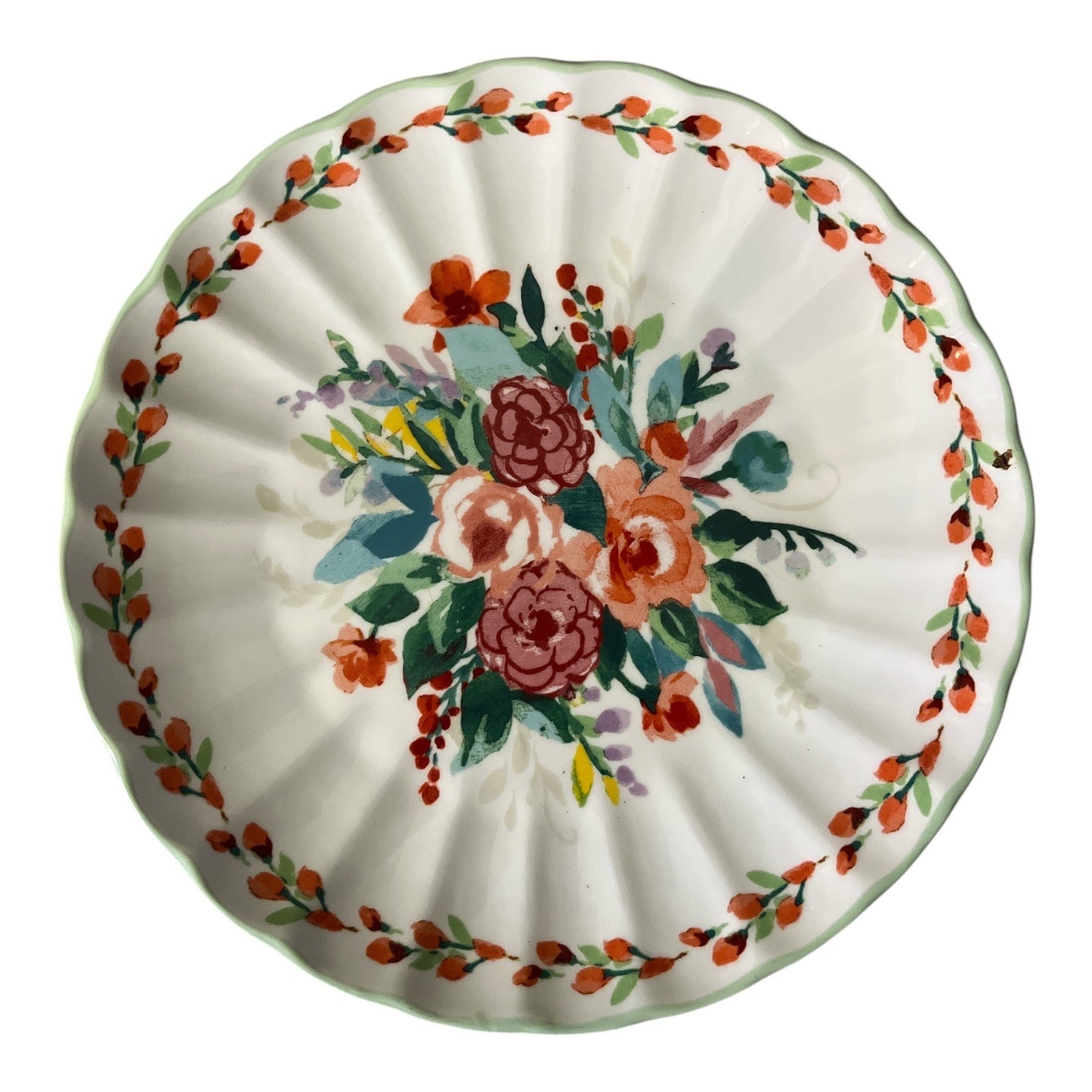 The Pioneer Woman Painted Meadow Salad Plate – 8.45" Floral Scalloped Stoneware, c. 2018–2022