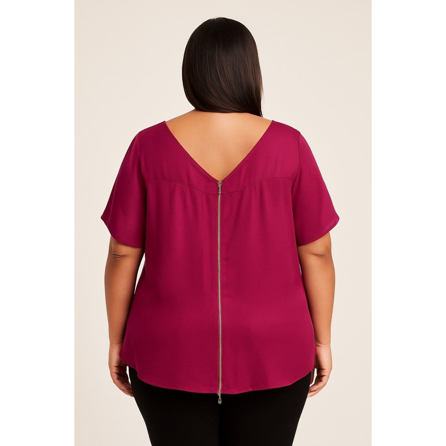 Worthington Woman Fuchsia Blouse with Back Zip Accent Size 3X