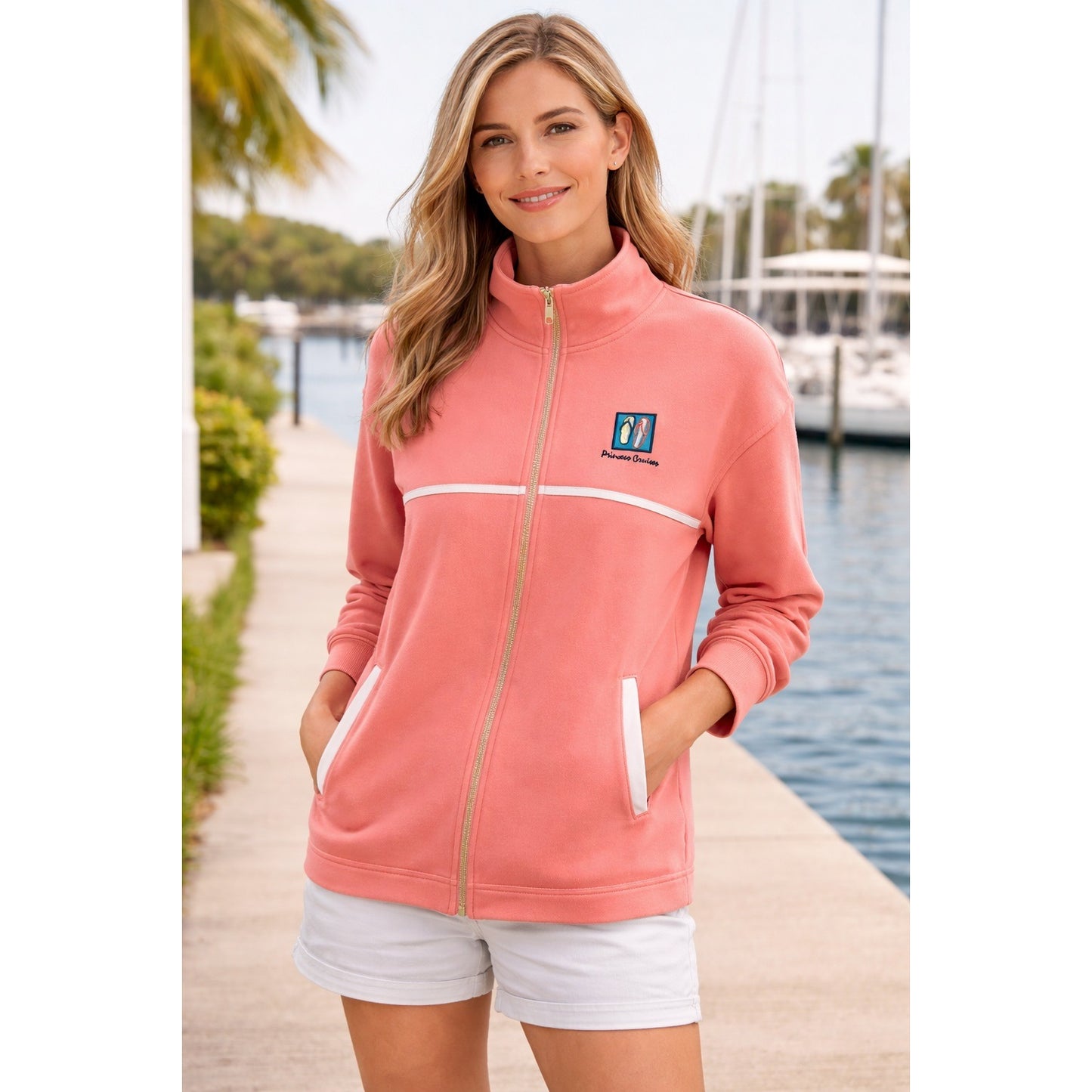 Princess Cruises Pink Zip-Up Jacket Womens Size L