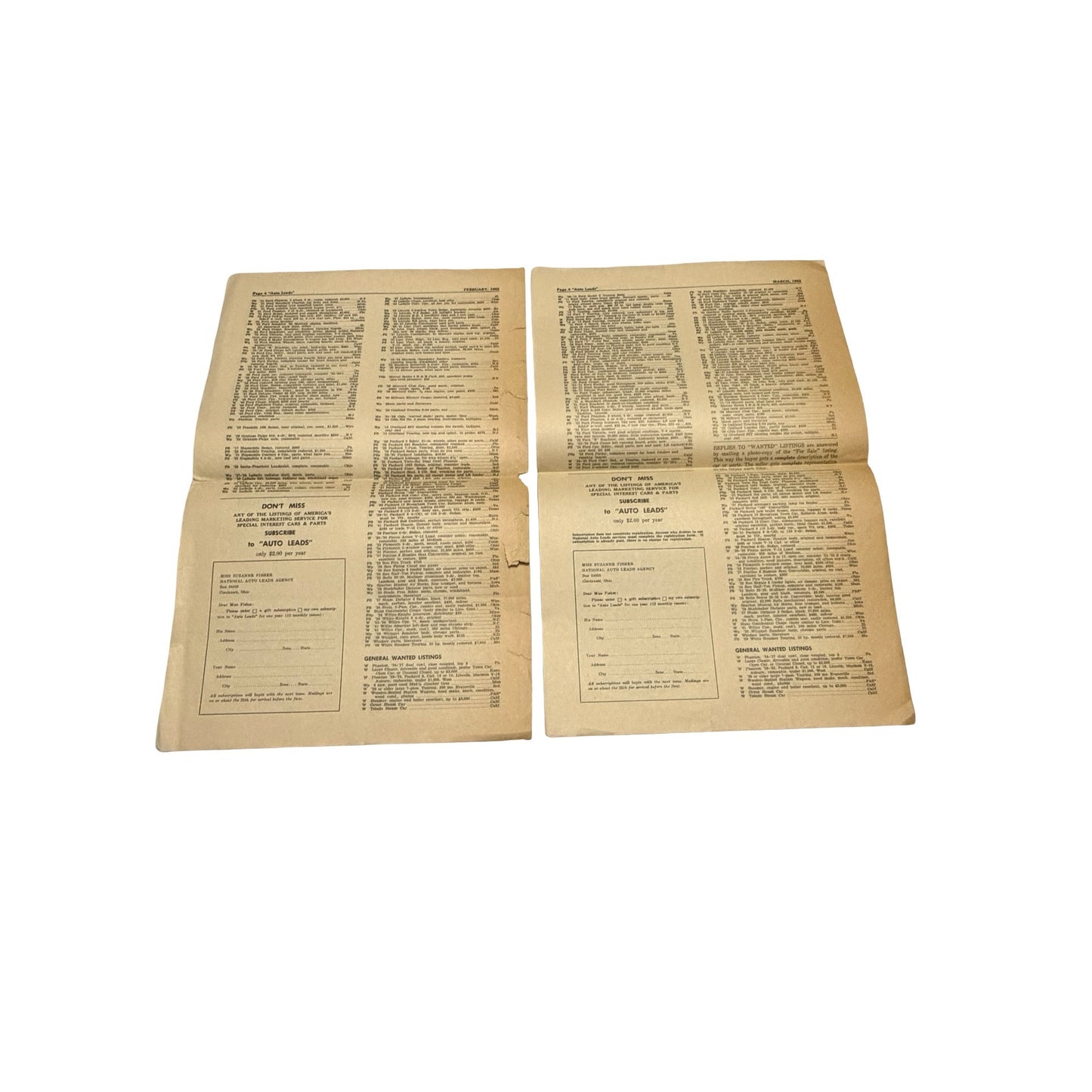 Vintage Auto Leads Newspaper Lot of 4 November 1961 March 1962 Classic Car Parts Publications