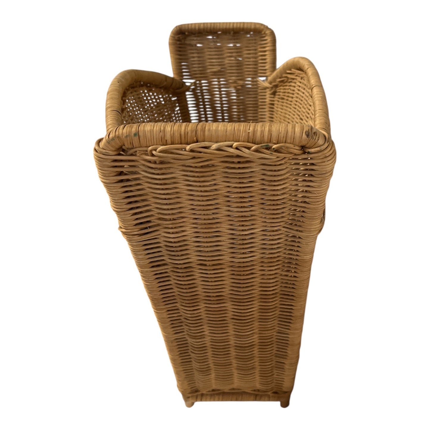 Vintage Lillian Vernon Wicker Basket Organizer – Free Standing Magazine or Craft Holder 14x12x4