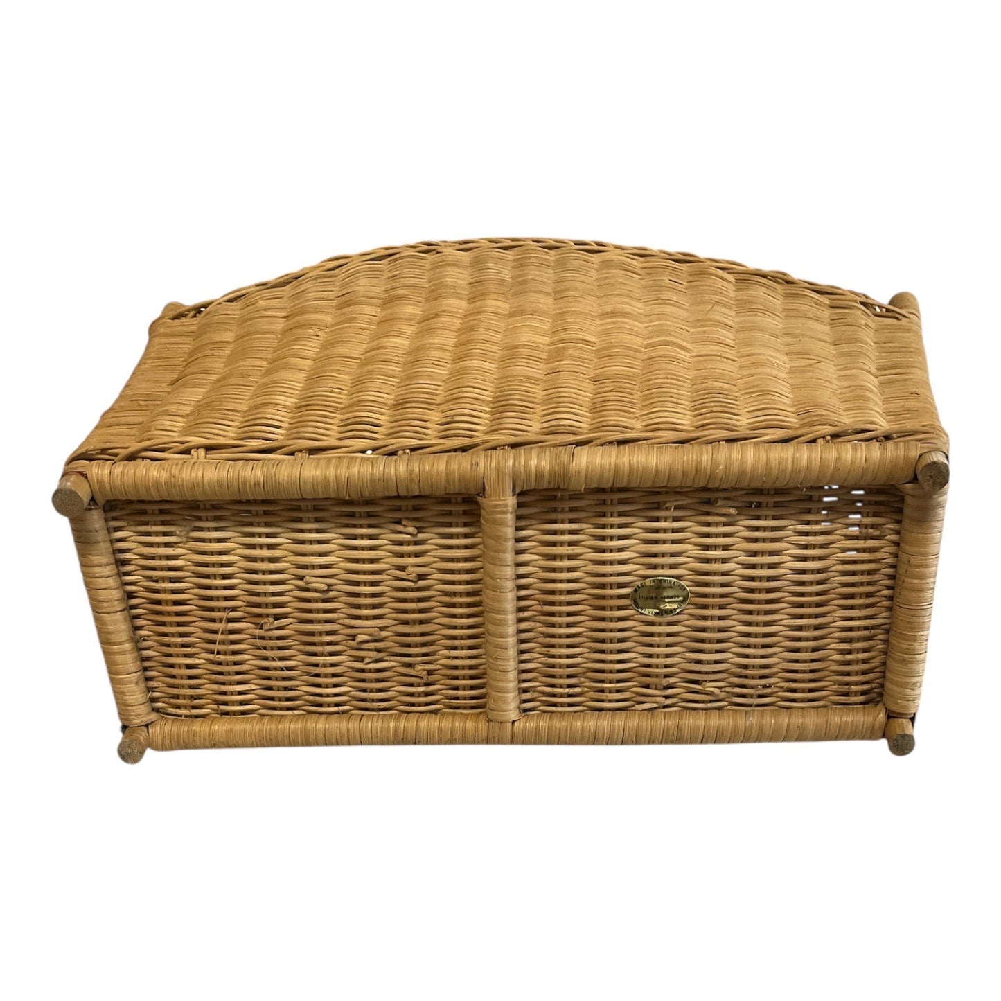 Vintage Lillian Vernon Wicker Basket Organizer – Free Standing Magazine or Craft Holder 14x12x4