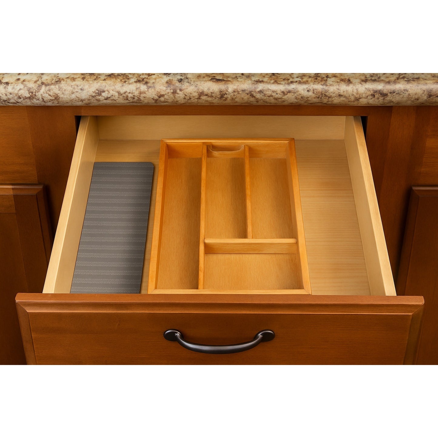 Vintage Wooden Cutlery Tray Organizer Made in Romania 1980s Beech Wood Silverware Drawer