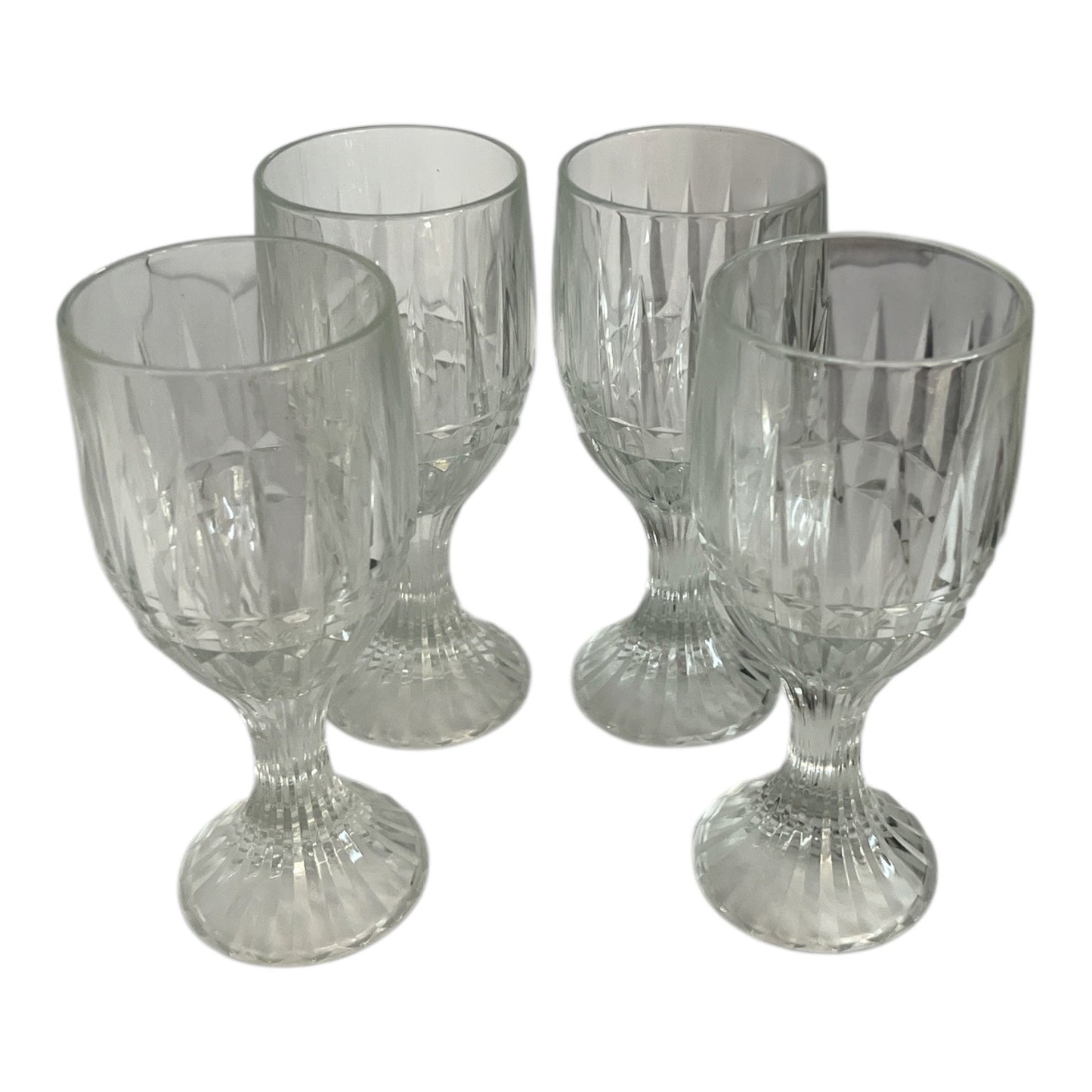 Vintage Italian Crystal Stemware Set Of 4 With Elegant Cut Glass Detailing