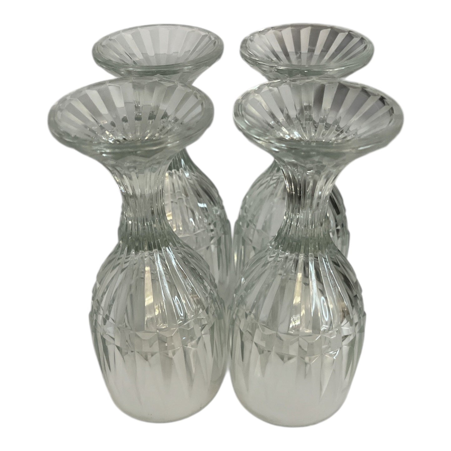 Vintage Italian Crystal Stemware Set Of 4 With Elegant Cut Glass Detailing