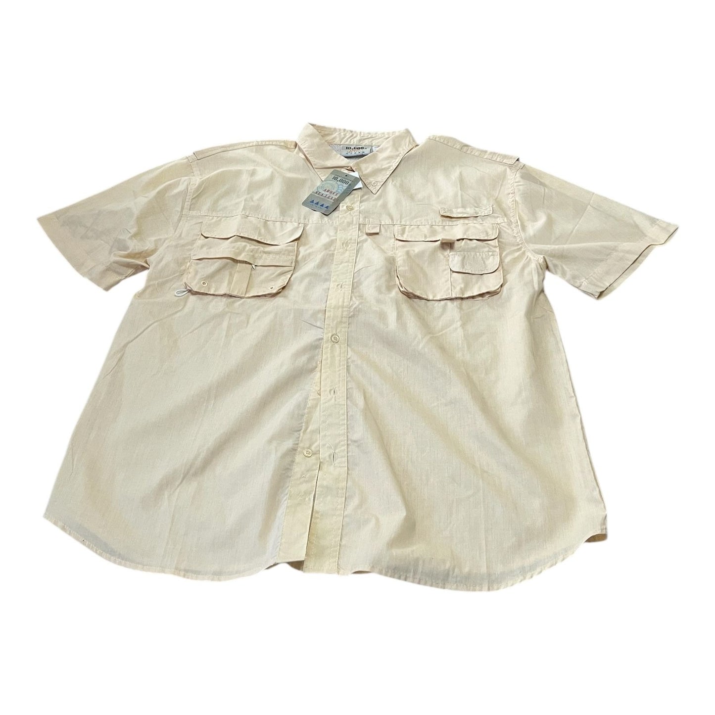 Y2K 10,000 Ft Above Sea Level Men’s Safari Fishing Shirt – Size L – Yellow – NWT
