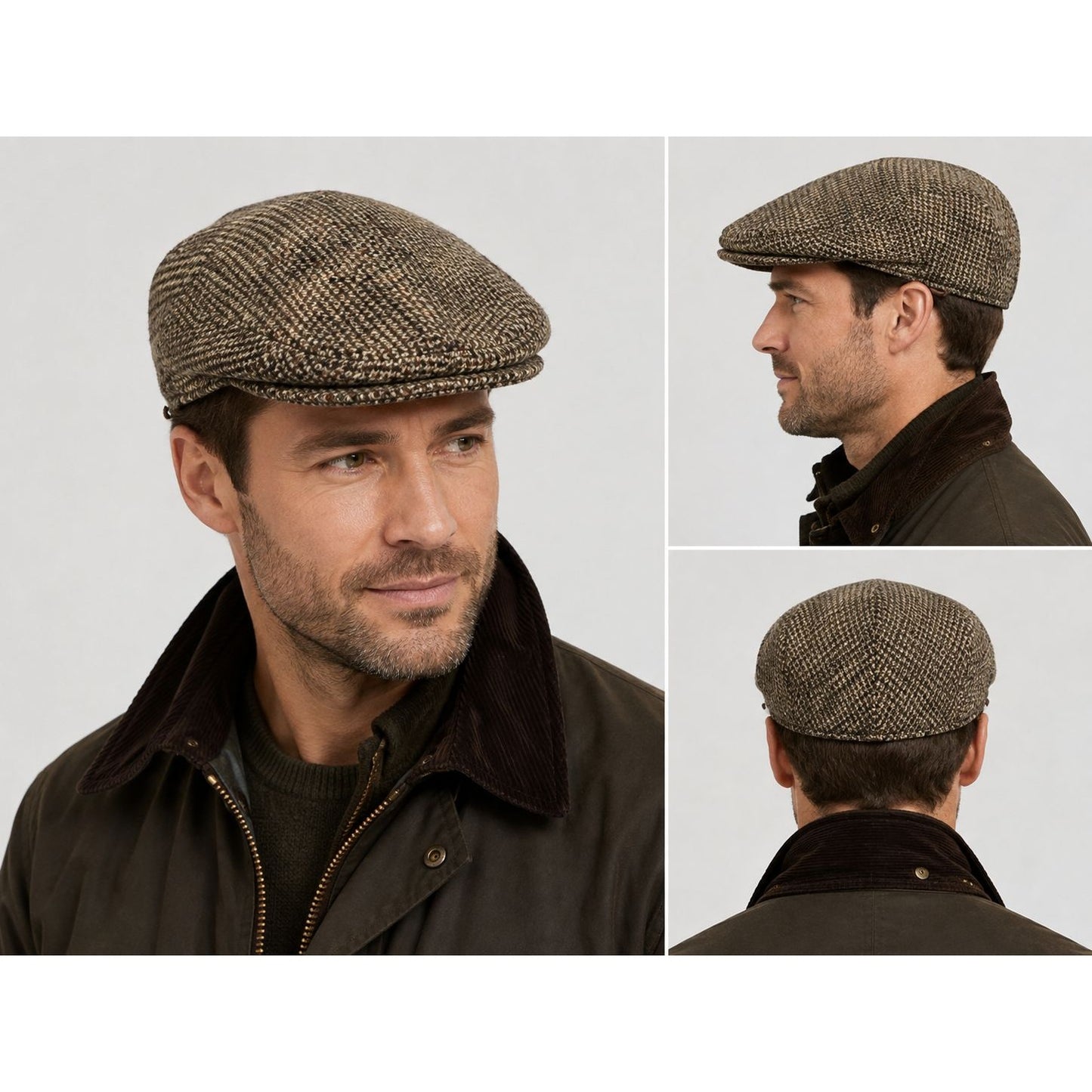 Vintage Worth & Worth Ltd Scottish Tweed Ivy Cap 22" Hand Woven Harris Tweed Newsboy Flat Cap