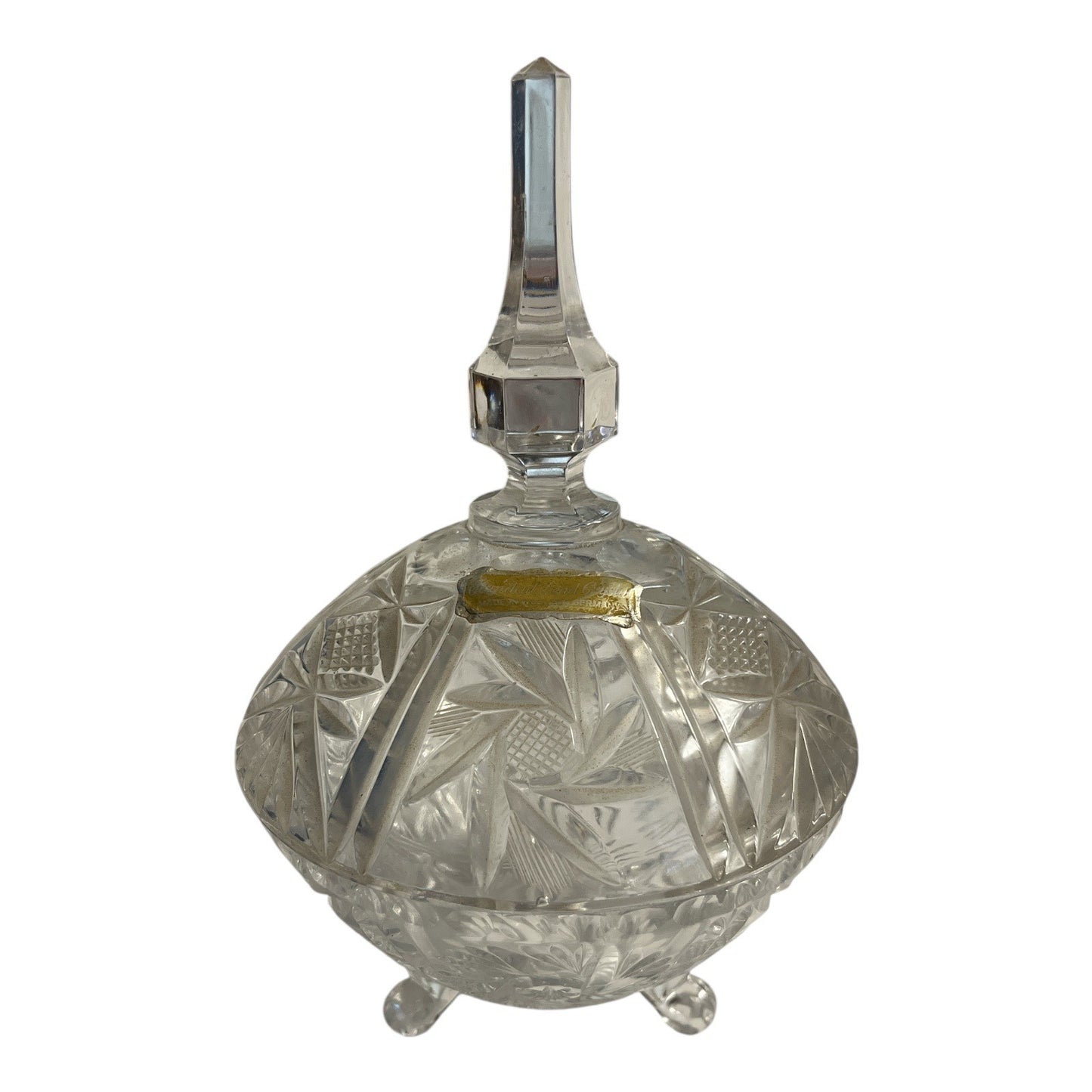 Vintage West Germany Lead Crystal Covered Dish with Lid – Handcut Heavy Crystal Candy Box – 1960s–1980s