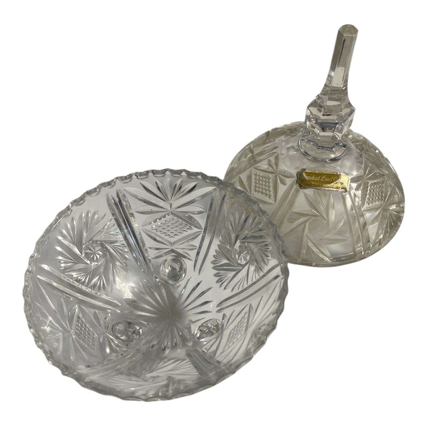Vintage West Germany Lead Crystal Covered Dish with Lid – Handcut Heavy Crystal Candy Box – 1960s–1980s