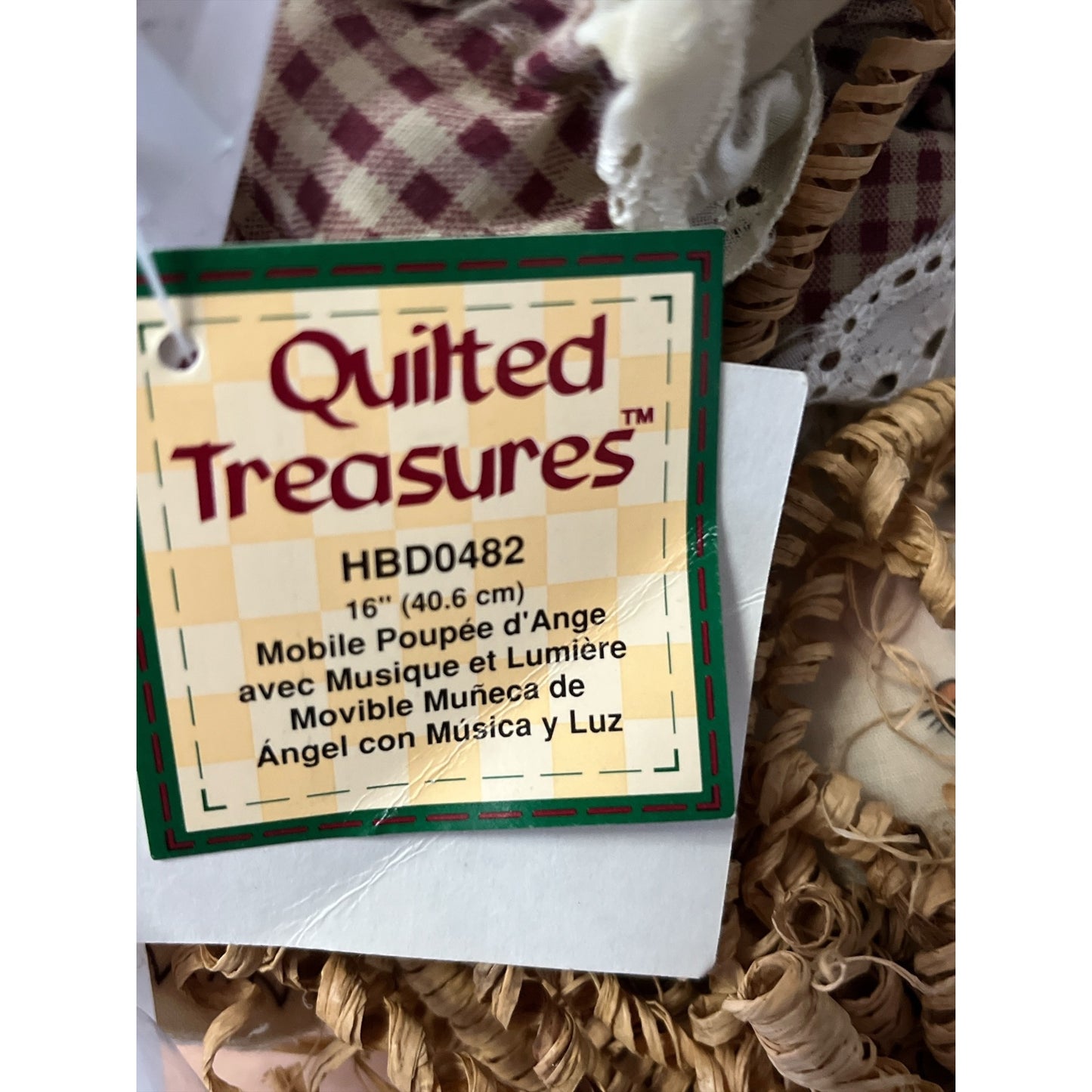 Quilted Treasures 16” Musical Angel Doll HBD0482 Light-Up Ornament (Not Working)