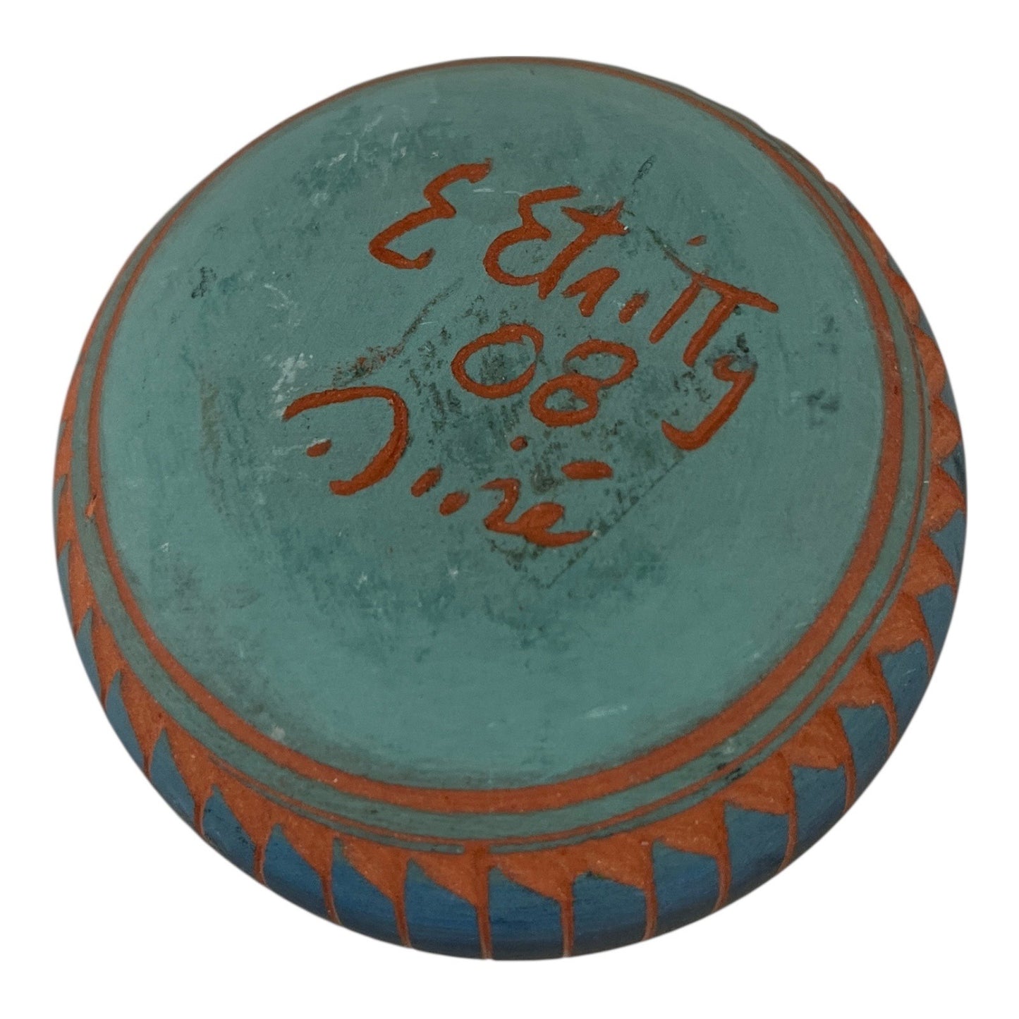 Signed E. Etsitty (Diné) Native American Wedding Vase – Hand-Painted Southwest Pottery – Green Terracotta Geometric