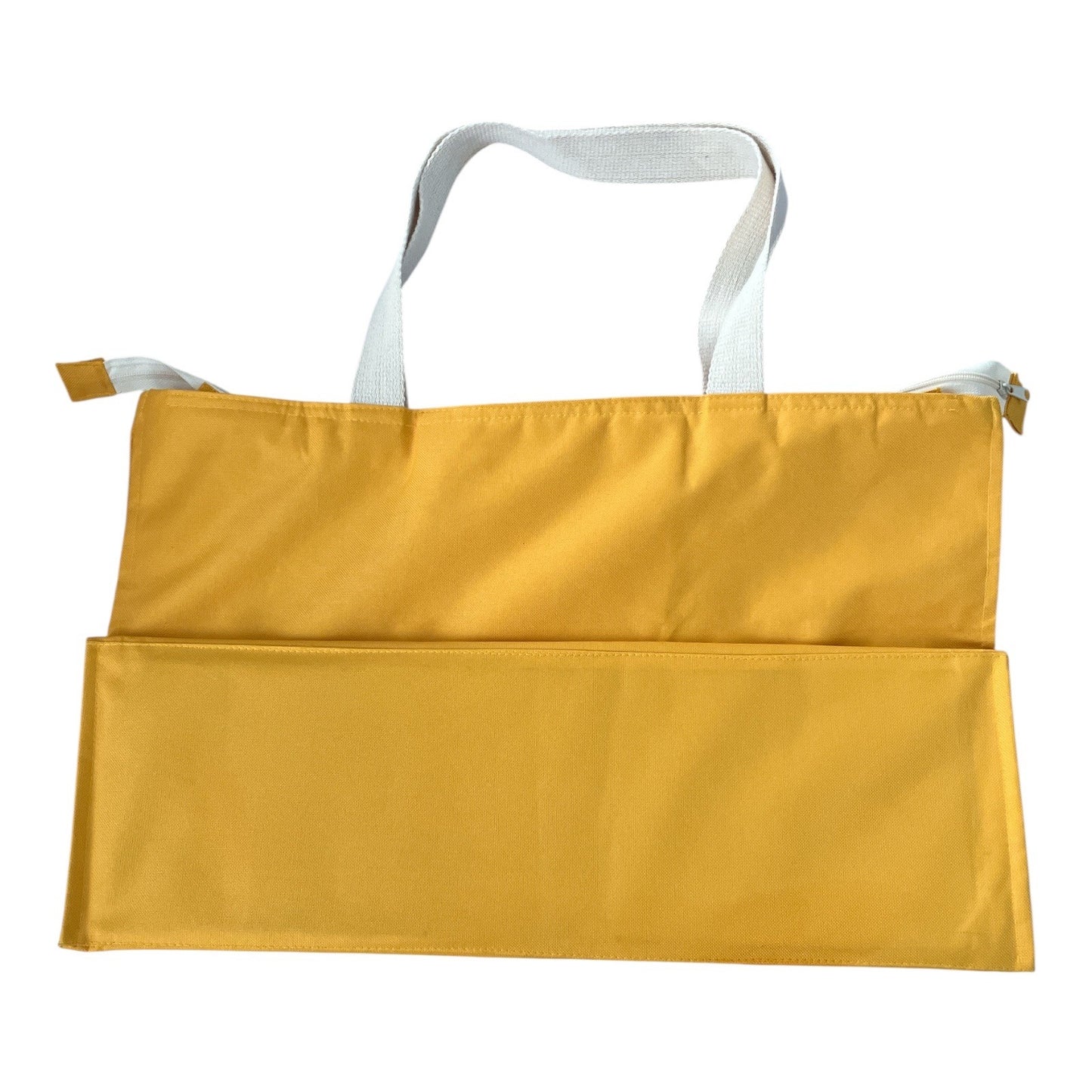 1990s Cozumel Mexico TropiCool Yellow Canvas Beach Bag with Fish Print and Fish Zipper Pull – Retro Tropical Tote 21" x 13.5" x 7.25"