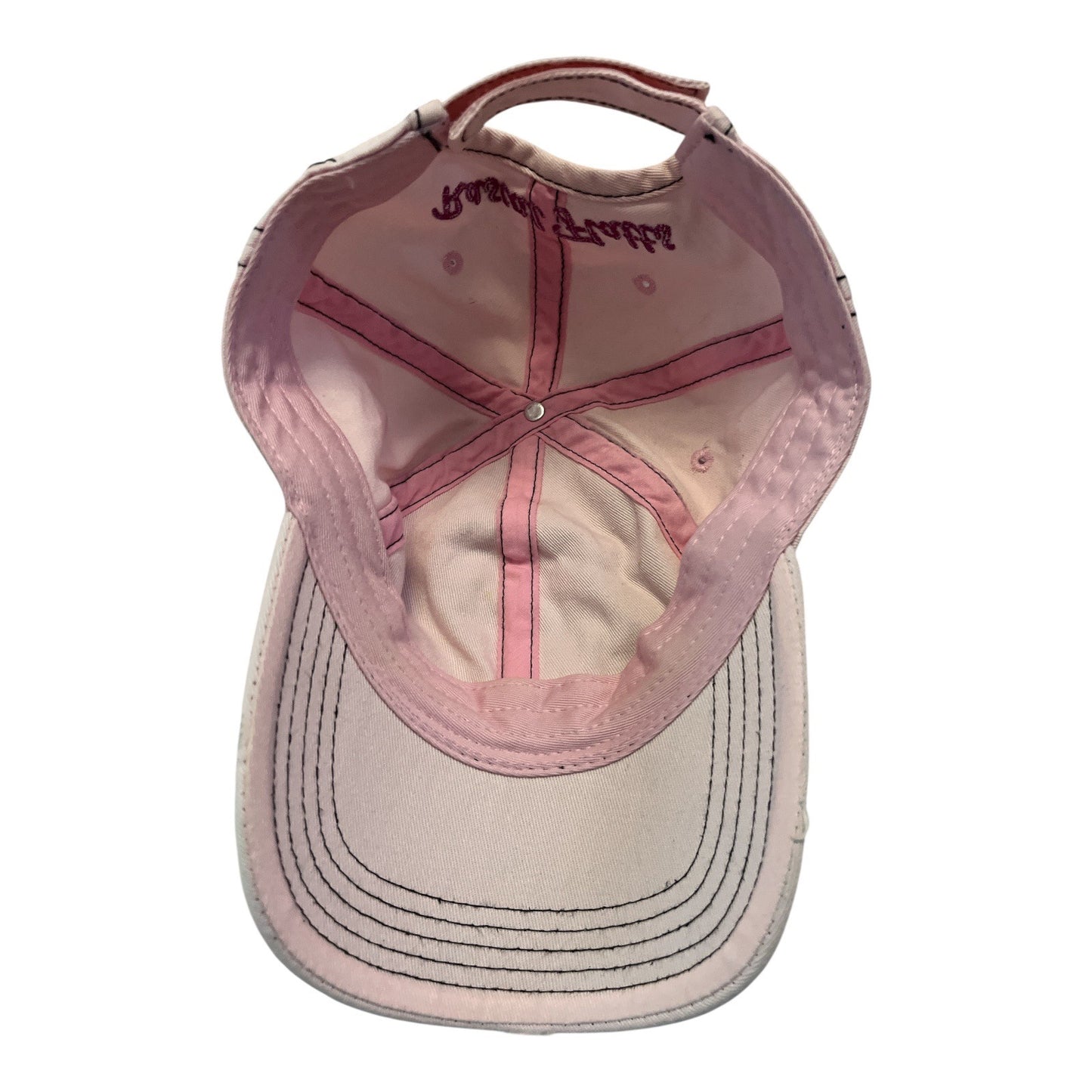Rascal Flatts Women’s Distressed Trucker Hat – Black & Pink Embroidered RF Logo – Adjustable