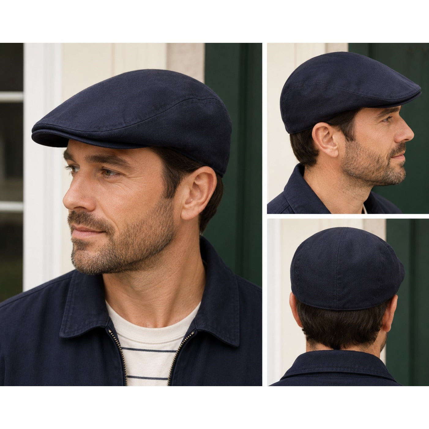 Levi's Linen Blend Ivy Flat Cap Newsboy Driving Hat Navy Blue L/XL