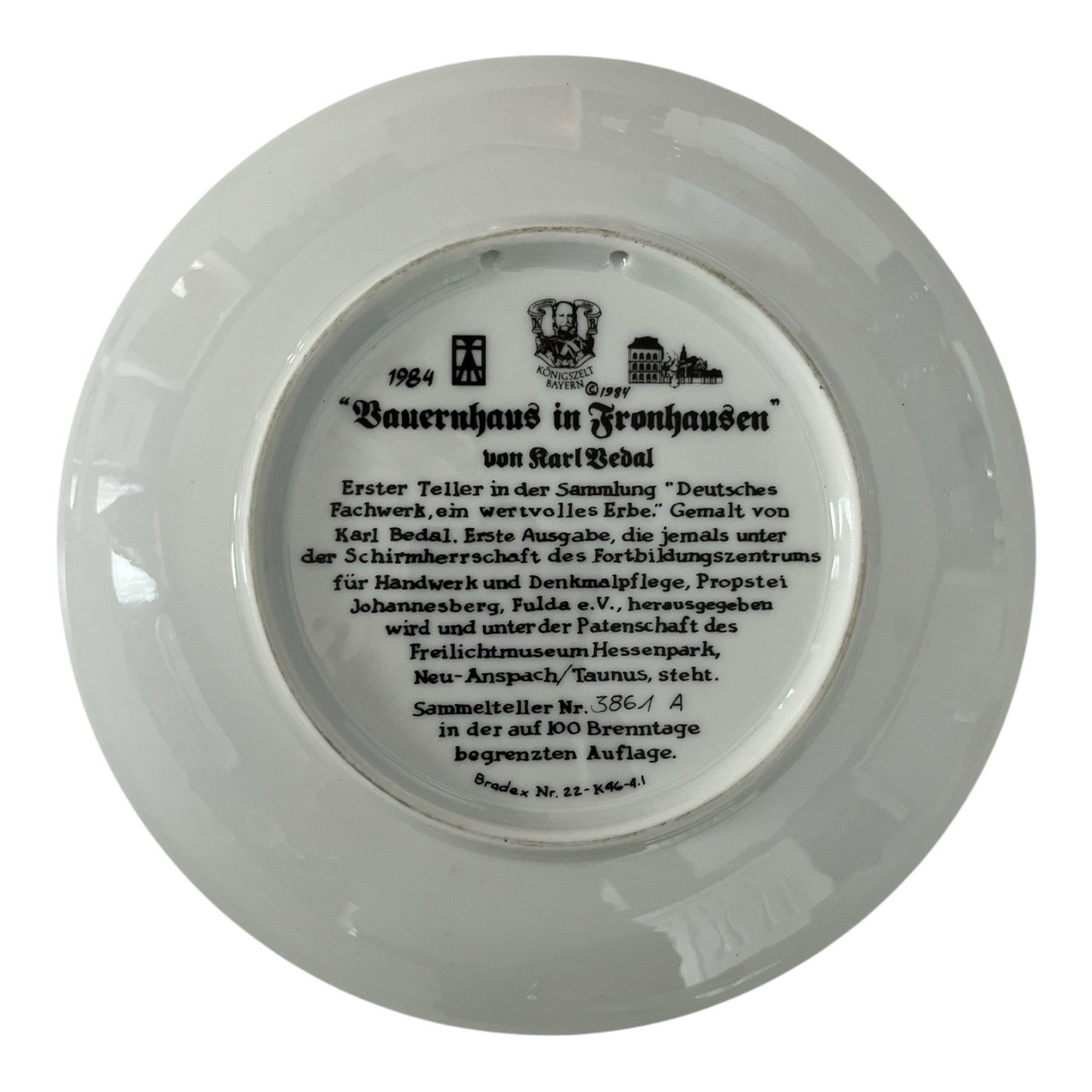 Vintage 1984 Königszelt Bavaria Collector Plate – “Bauernhaus in Fronhausen” by Karl Bedal – Limited Edition 8”