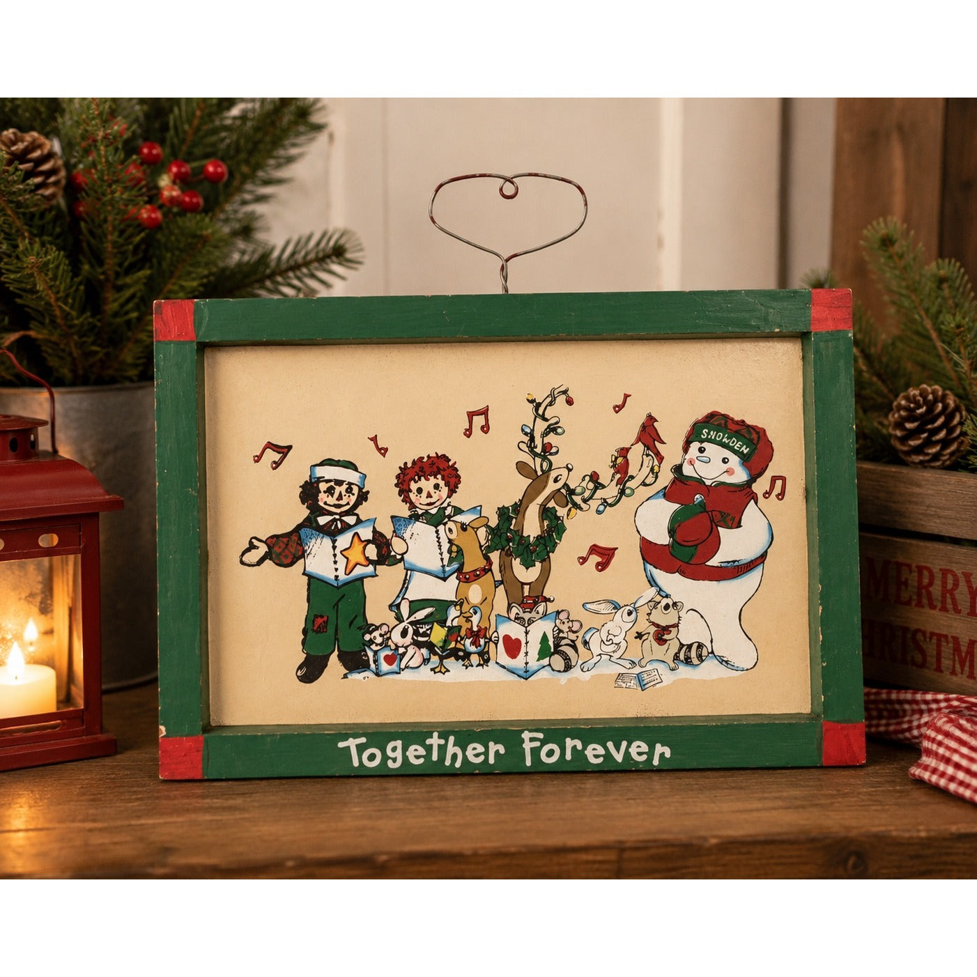 Vintage Snowden & Friends Together Forever Christmas Wall Plaque Raggedy Ann Andy 1998 Dayton Hudson