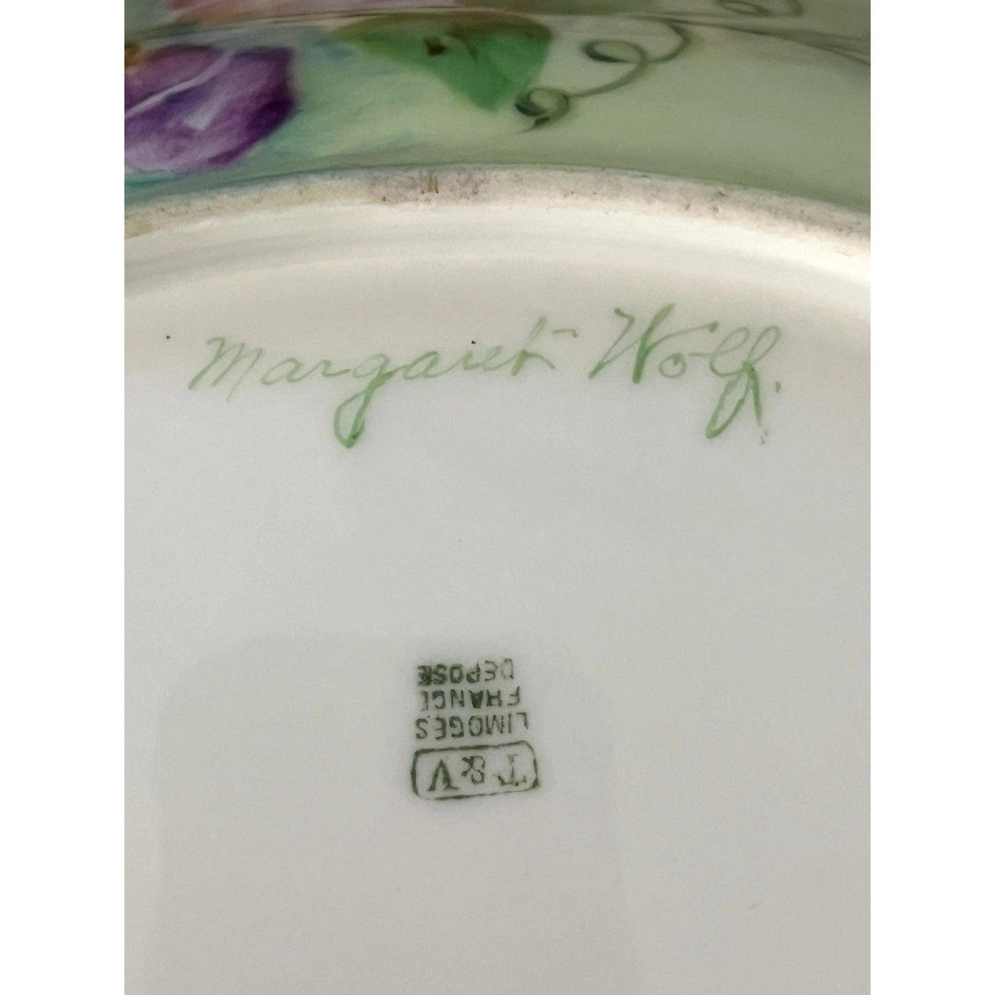 Signed Margaret Wolf T&V Limoges France Hand-Painted Antique Floral Bowl – Gold Trim