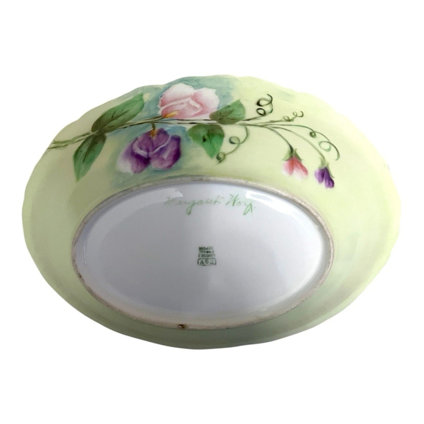 Signed Margaret Wolf T&V Limoges France Hand-Painted Antique Floral Bowl – Gold Trim