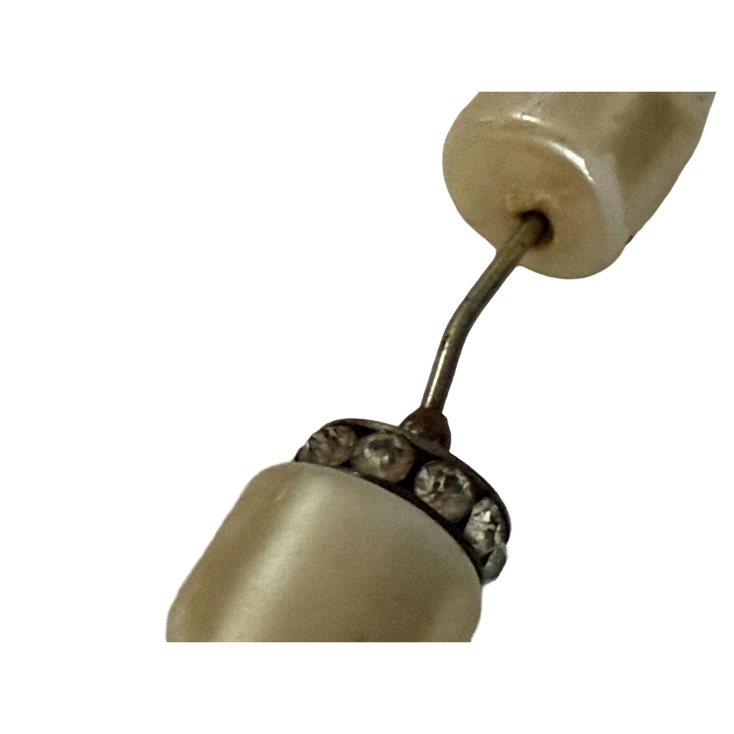 Vintage Pearlized Lucite Sweater Guard Cardigan Clip Rhinestone Accent Mid Century