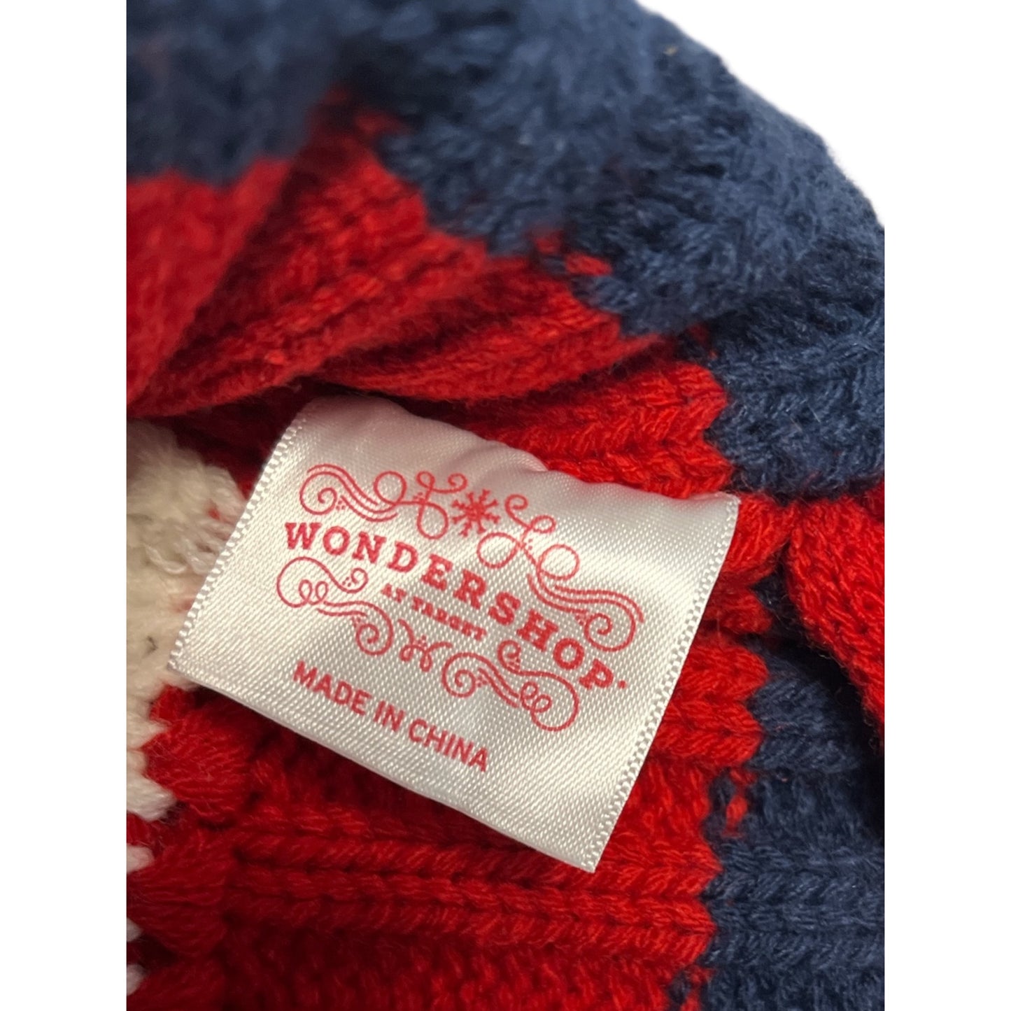 Wondershop Knit Christmas Stocking with Paw Print Design – Red, White & Blue – Pet Holiday Décor