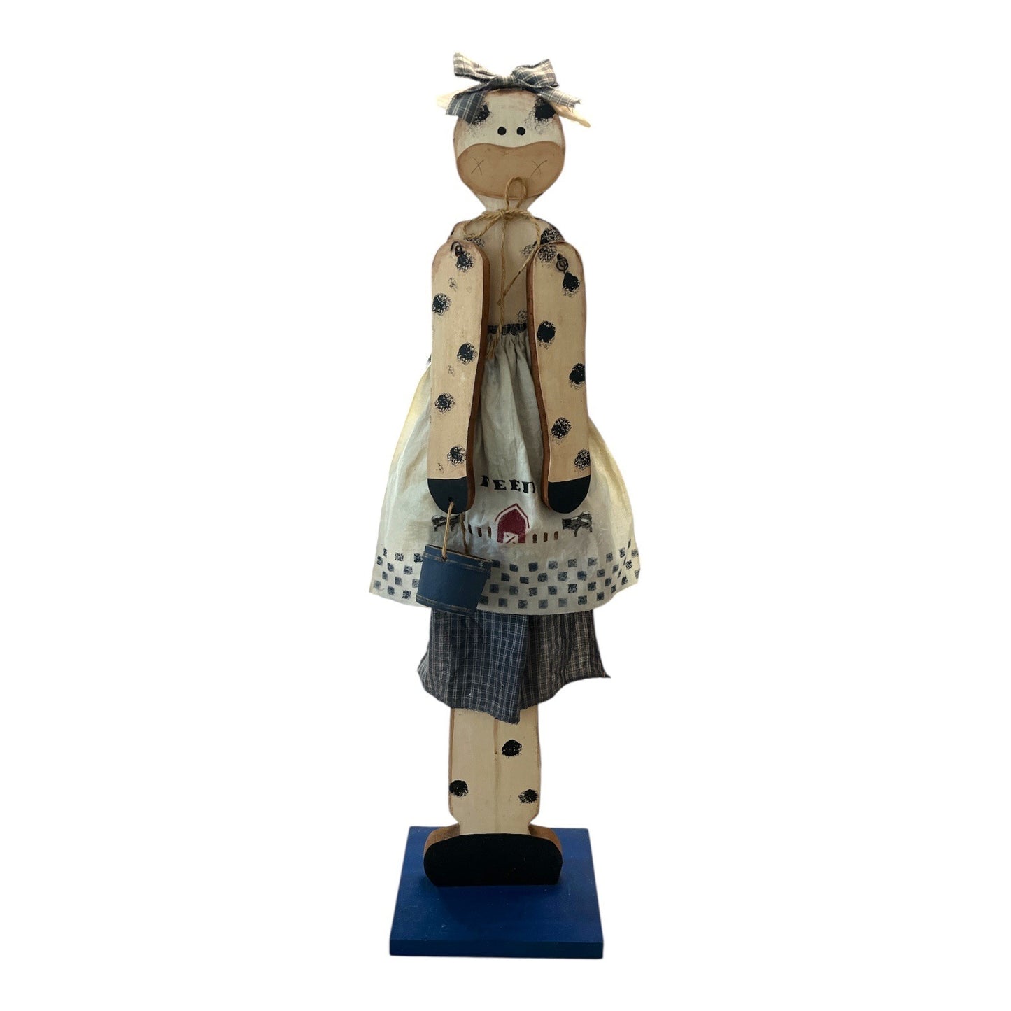 VTG Tall Rustic Country Wooden Cow Figure – Primitive Farmhouse Decor – 30" Folk Art Figure