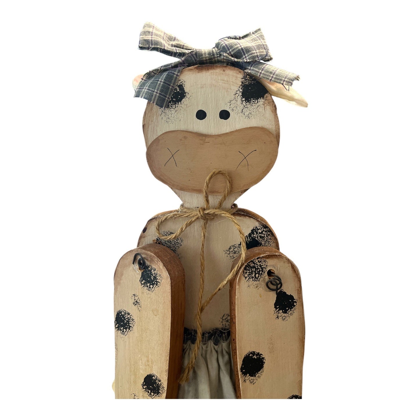 VTG Tall Rustic Country Wooden Cow Figure – Primitive Farmhouse Decor – 30" Folk Art Figure
