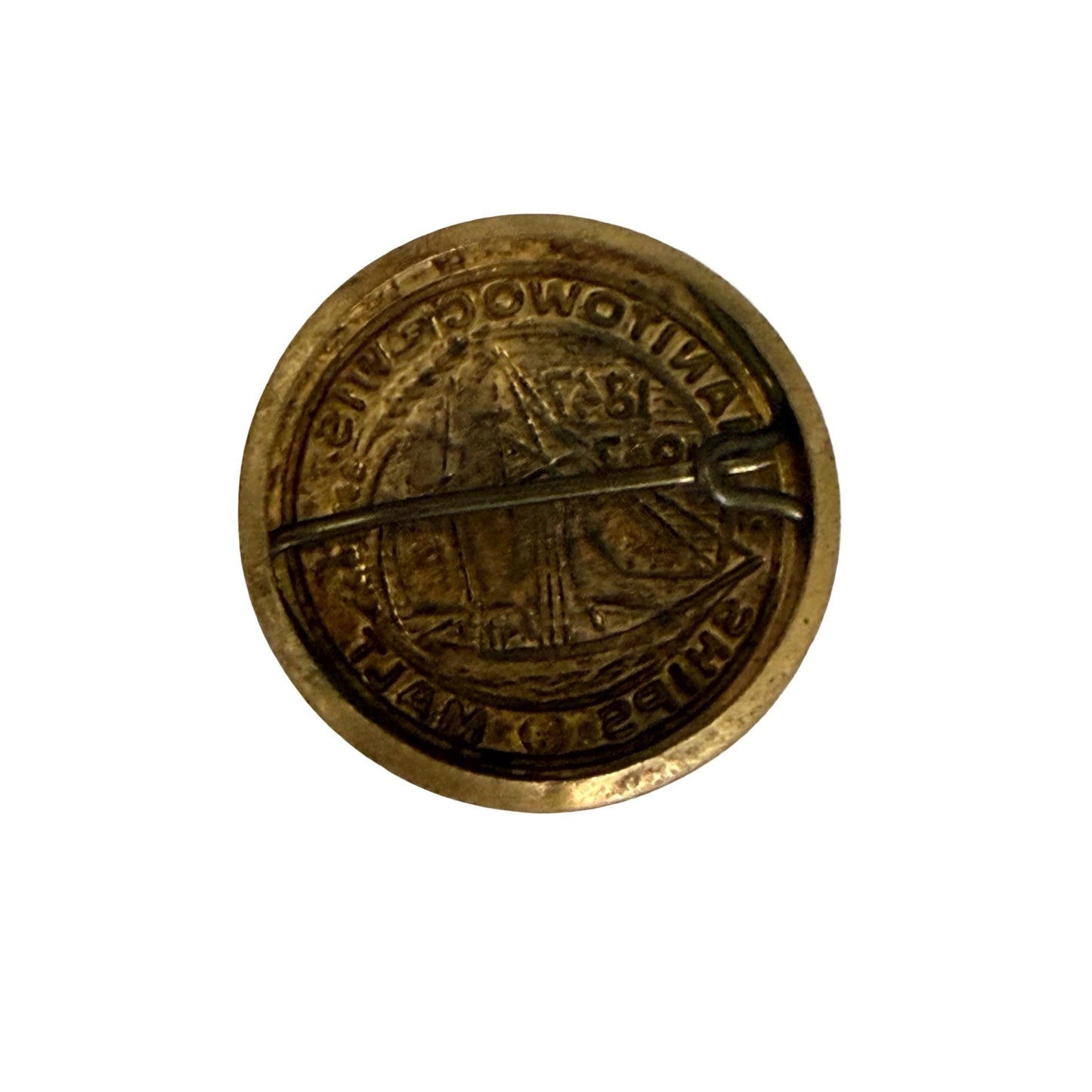 Vintage Mayflower II Plymouth Massachusetts Brass Souvenir Pin 1871 1971