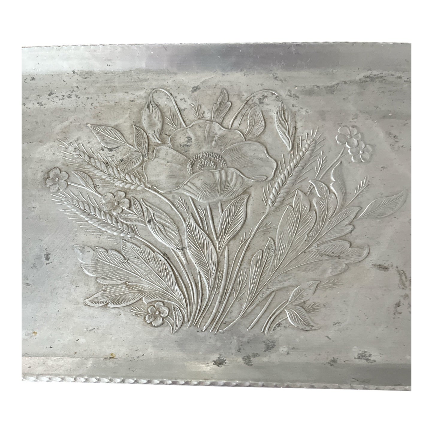 Vintage Everlast Metal Hand-Forged Aluminum Tray | Floral Engraving & Knot Handles | 13x7"