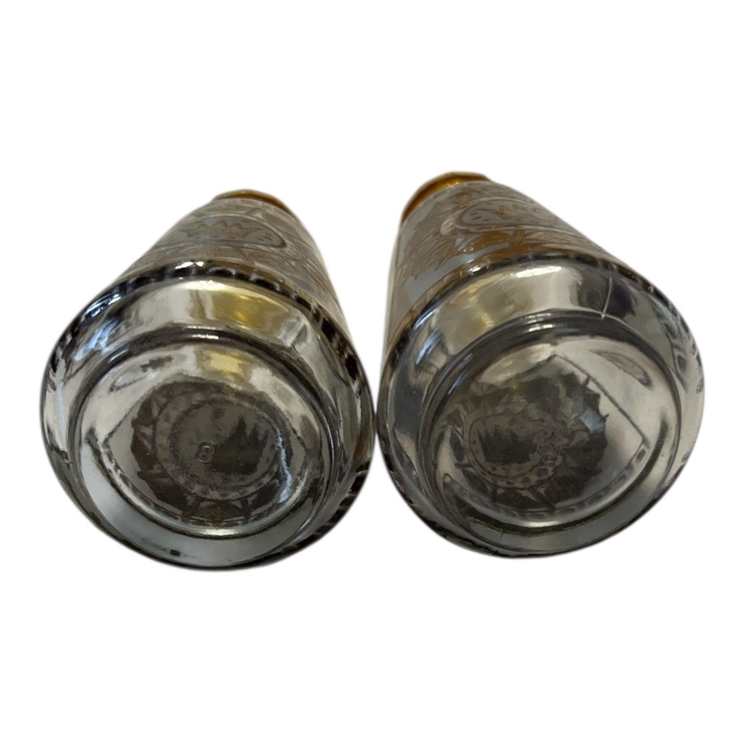 Vintage Anchor Hocking Royal Gold Salt & Pepper Shakers – Mid-Century Crown Design