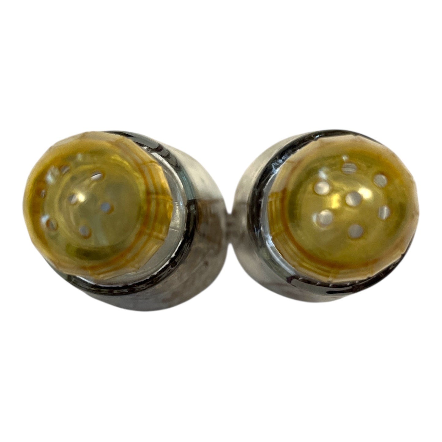 Vintage Anchor Hocking Royal Gold Salt & Pepper Shakers – Mid-Century Crown Design