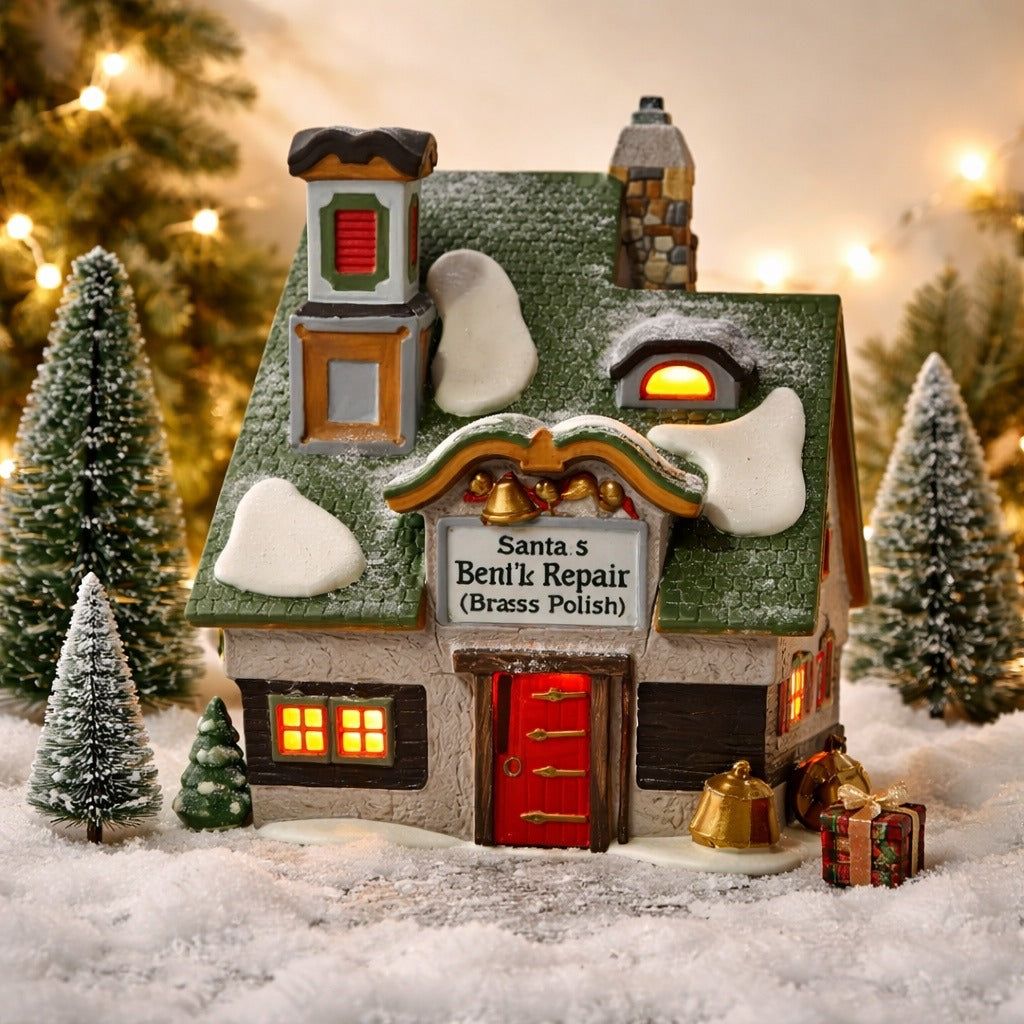 Department 56 North Pole Series Santa’s Bell Repair 56389 Lighted Building 1996