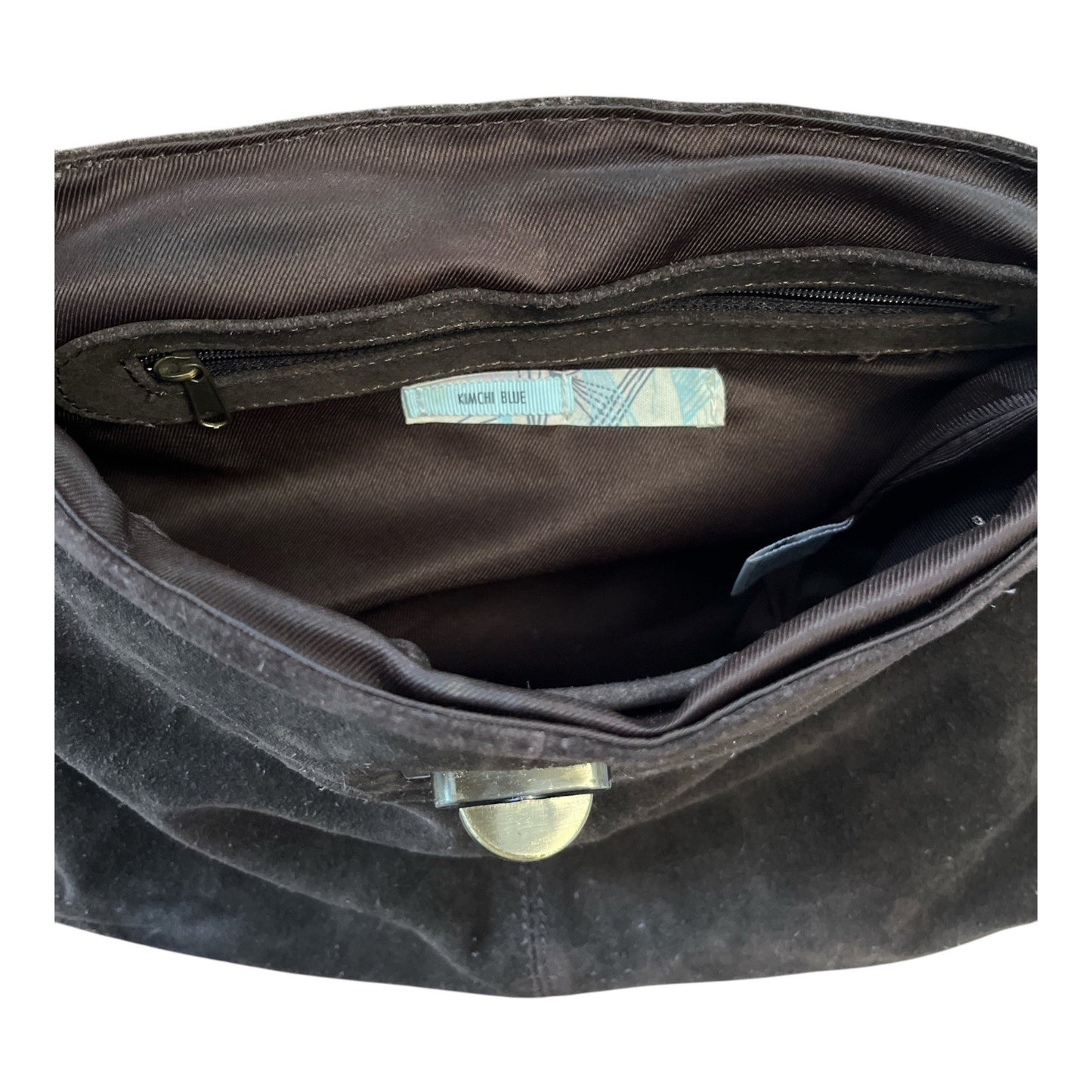 Kimchi Blue Brown Suede and Leather Satchel – 13" x 10" x 3" – Vintage 2010s