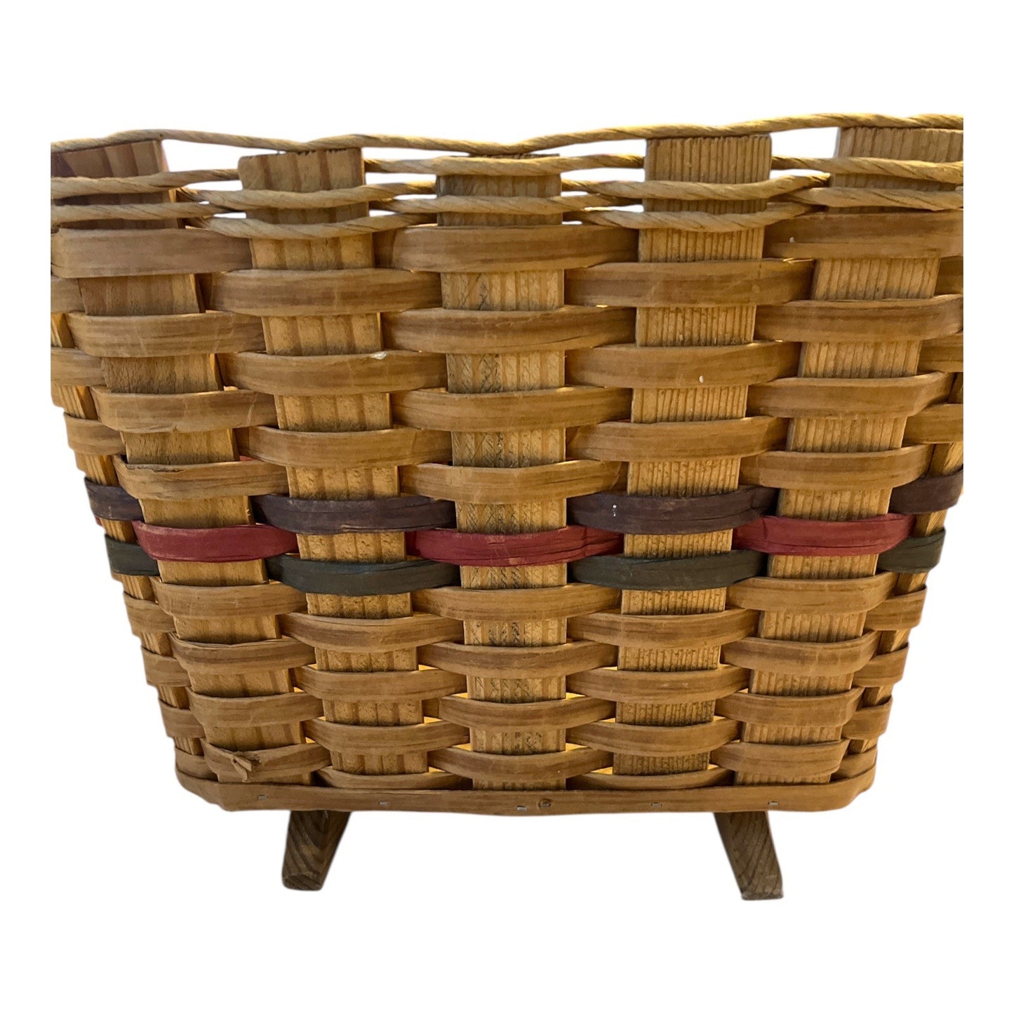 Large Handmade Wooden Market Basket on Two Feet – The Bow Tique Buffalo MO – Sturdy Rustic Gathering Basket