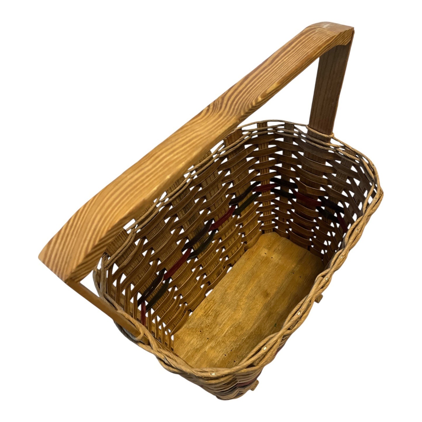 Large Handmade Wooden Market Basket on Two Feet – The Bow Tique Buffalo MO – Sturdy Rustic Gathering Basket