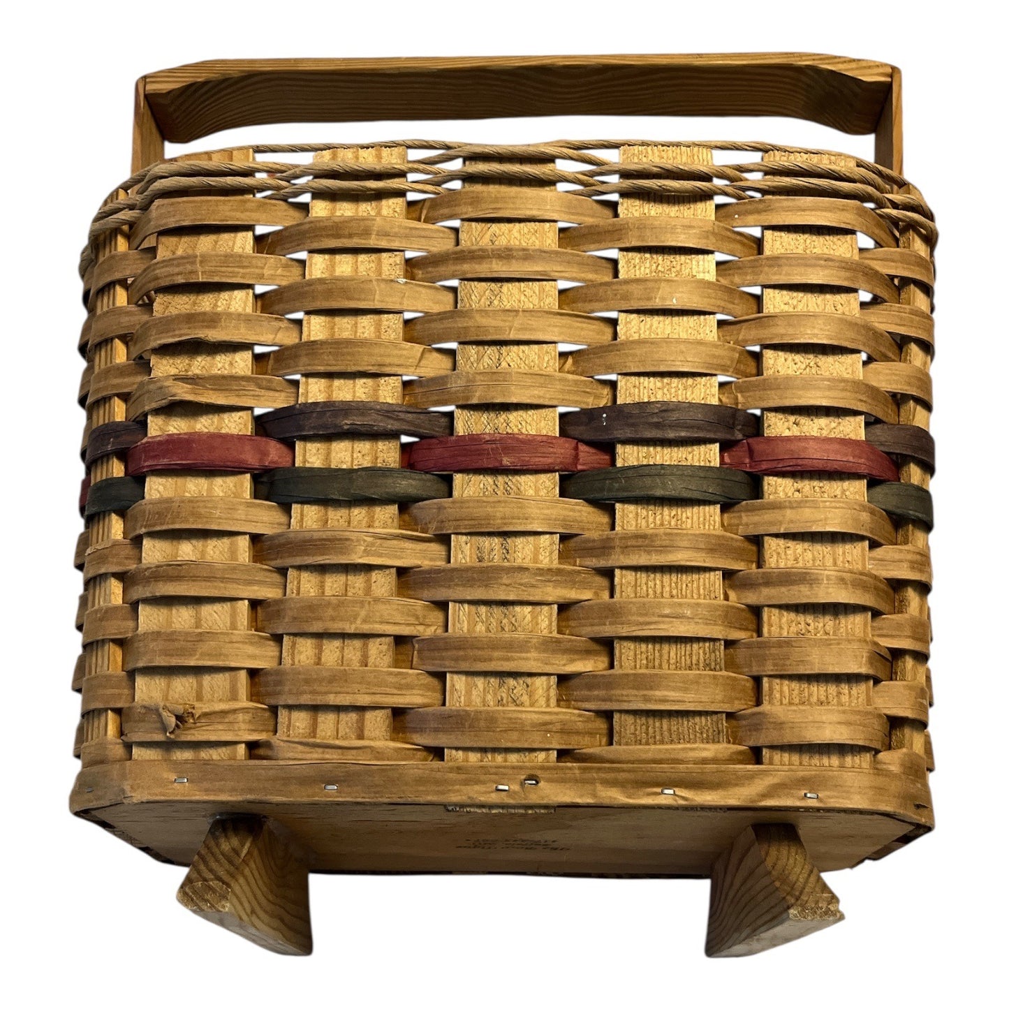 Large Handmade Wooden Market Basket on Two Feet – The Bow Tique Buffalo MO – Sturdy Rustic Gathering Basket
