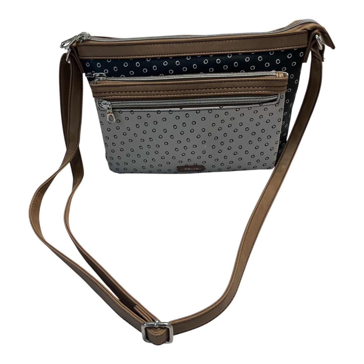 Relic by Fossil Polka Dot Crossbody Bag | Black & White Faux Leather | 11x8" | 2010s