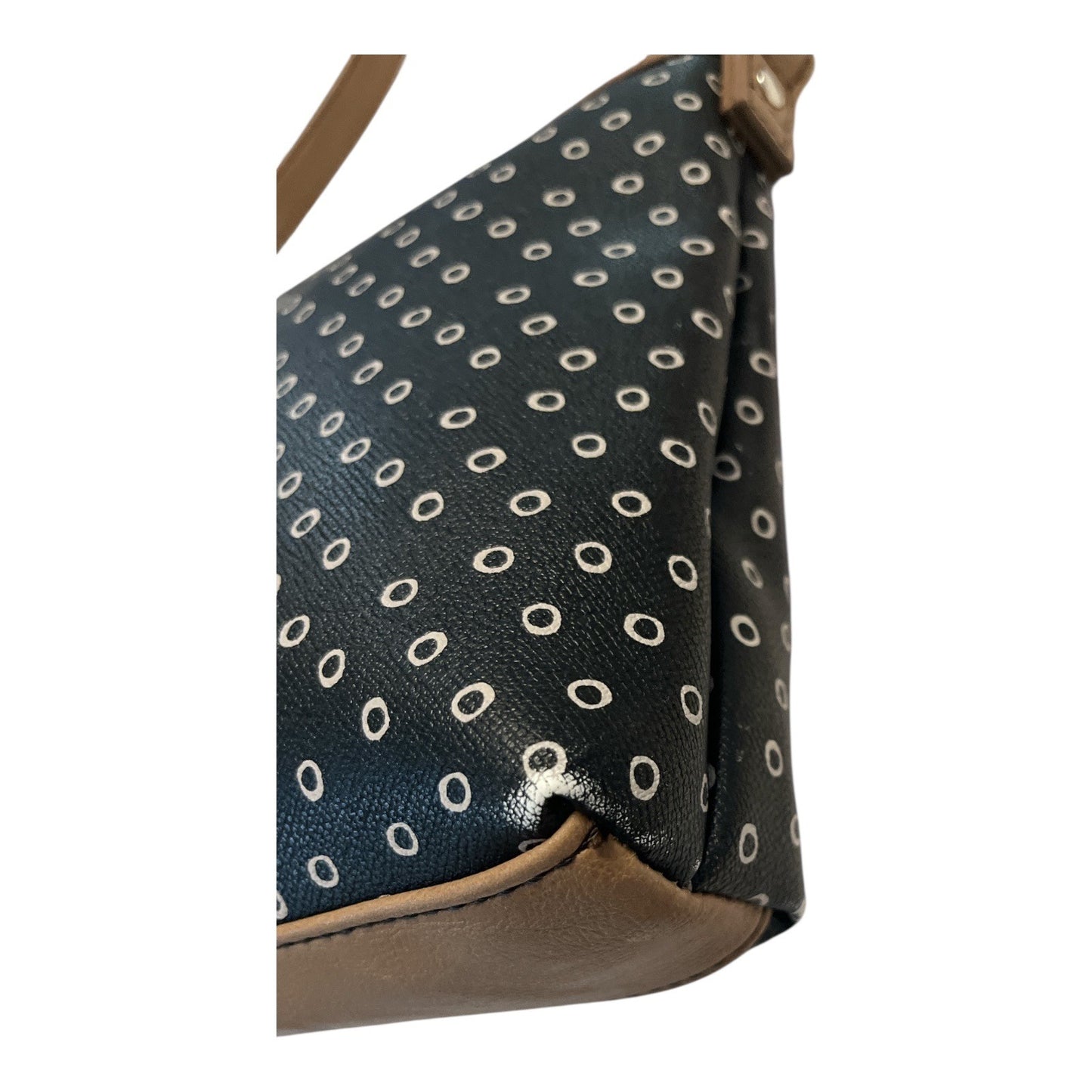Relic by Fossil Polka Dot Crossbody Bag | Black & White Faux Leather | 11x8" | 2010s