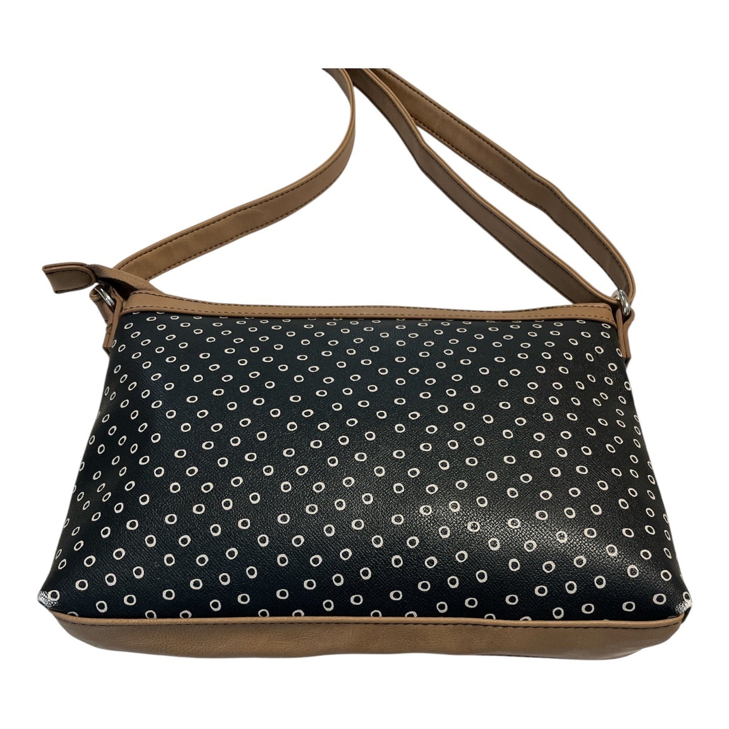 Relic by Fossil Polka Dot Crossbody Bag | Black & White Faux Leather | 11x8" | 2010s