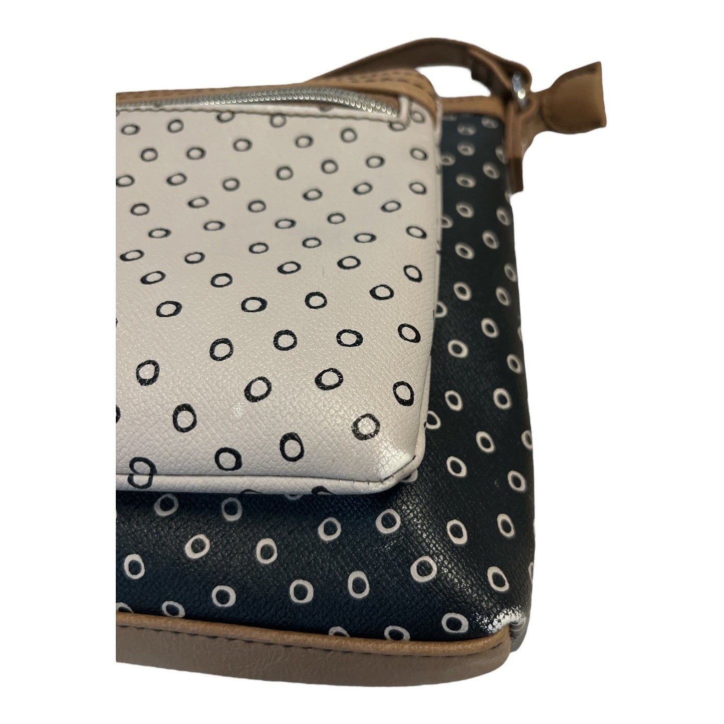 Relic by Fossil Polka Dot Crossbody Bag | Black & White Faux Leather | 11x8" | 2010s