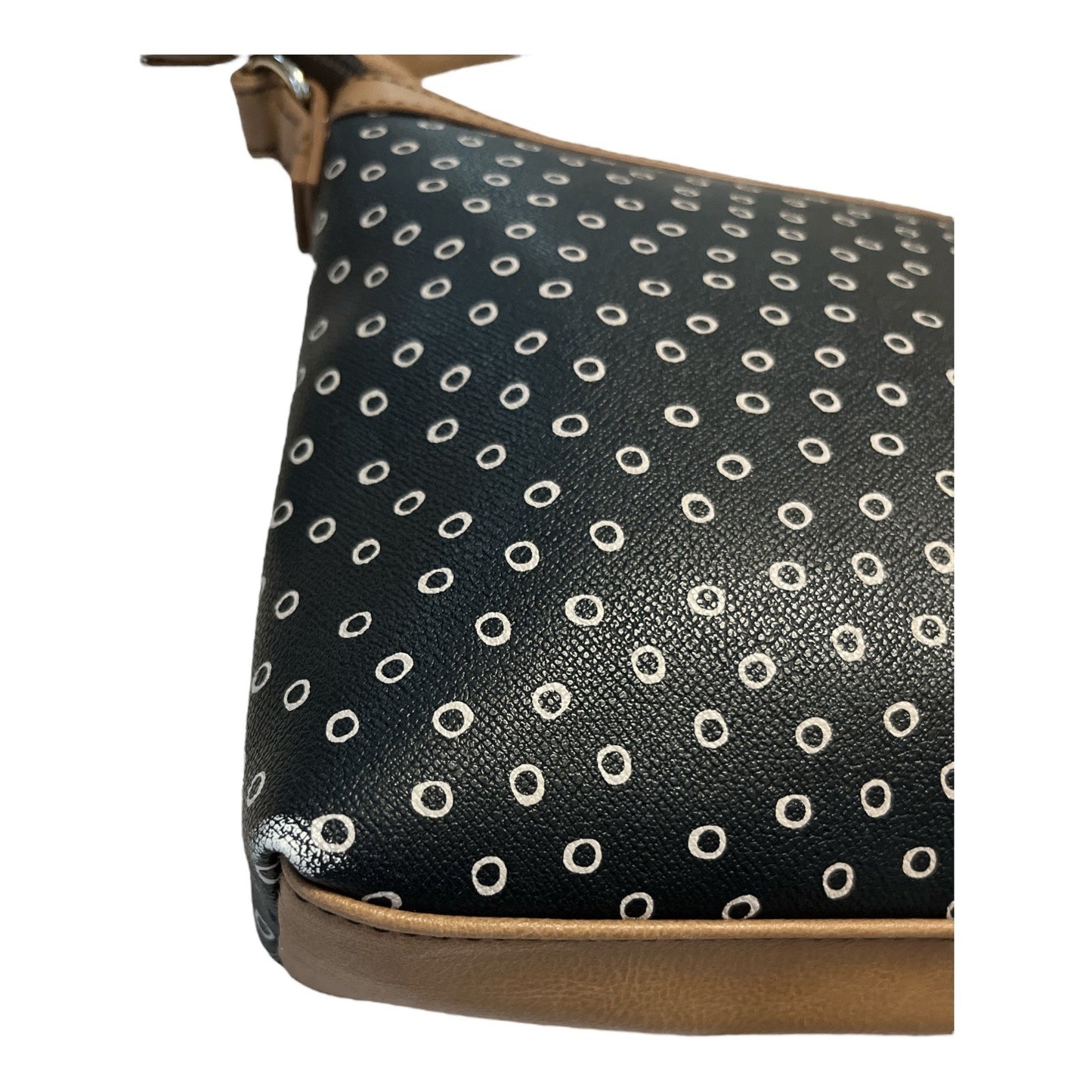 Relic by Fossil Polka Dot Crossbody Bag | Black & White Faux Leather | 11x8" | 2010s