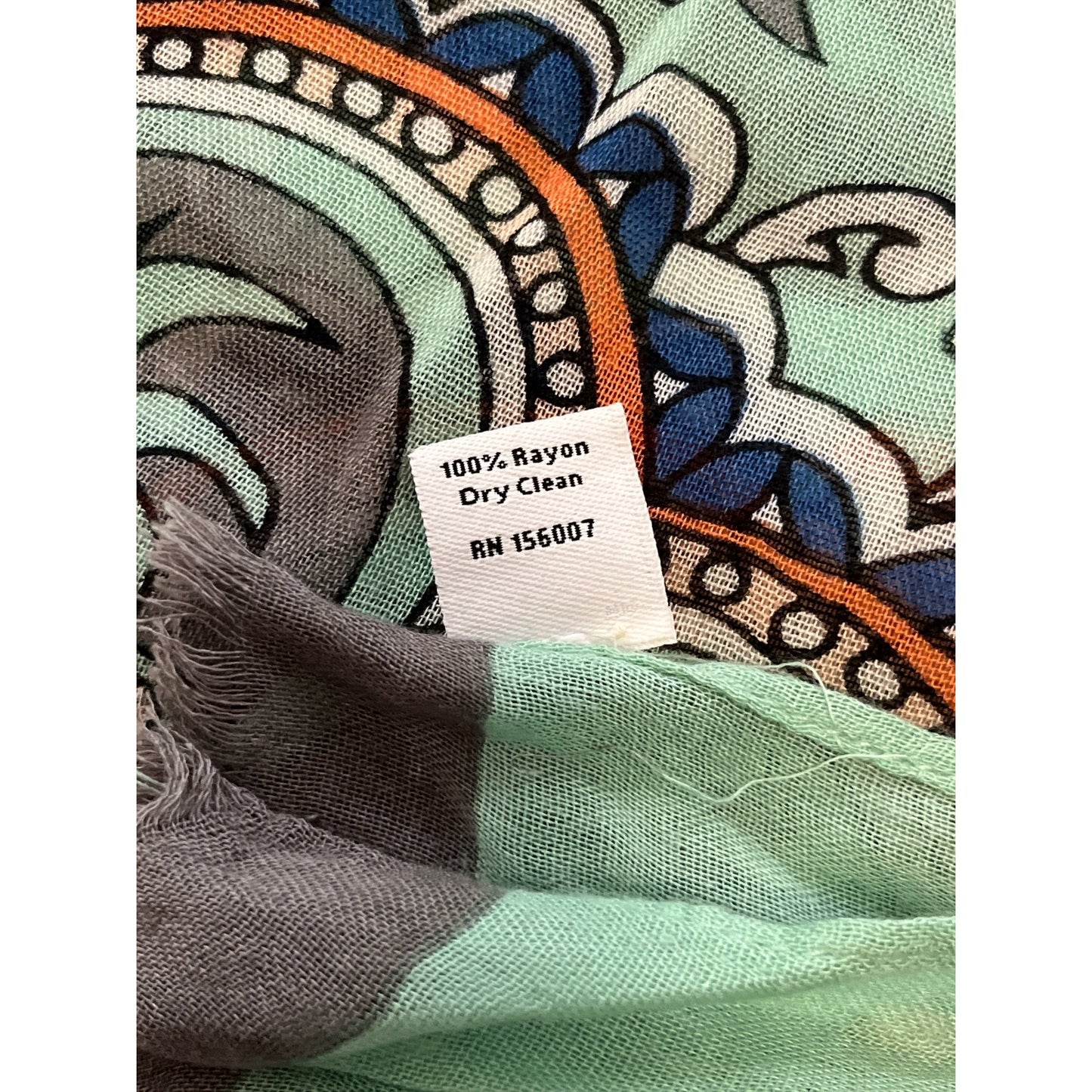 Vera Bradley Floral Scarf Mint Green Paisley Lightweight Wrap 78x26