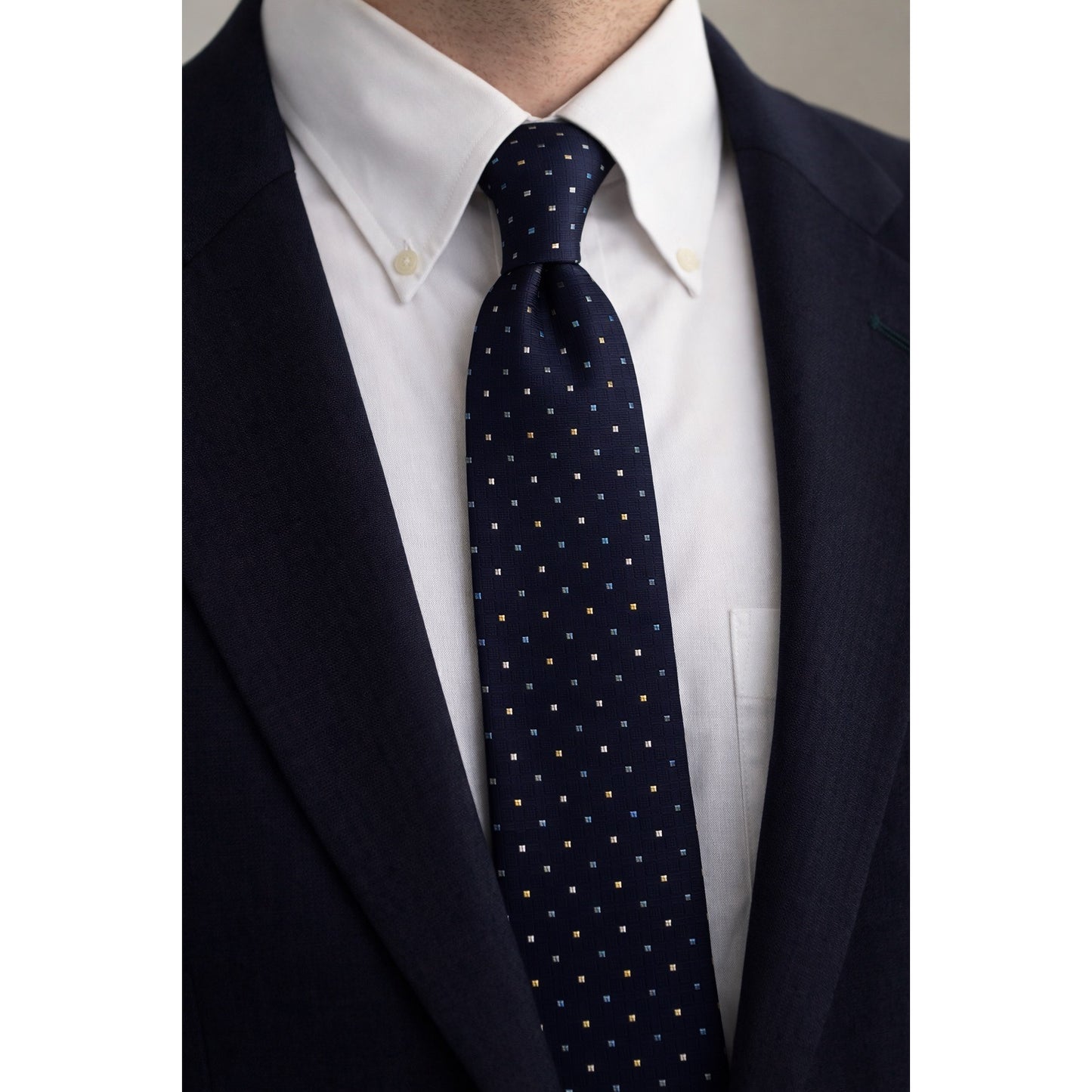 Tommy Hilfiger Silk Tie Navy Geometric Red Reverse Made in USA Vintage Y2K