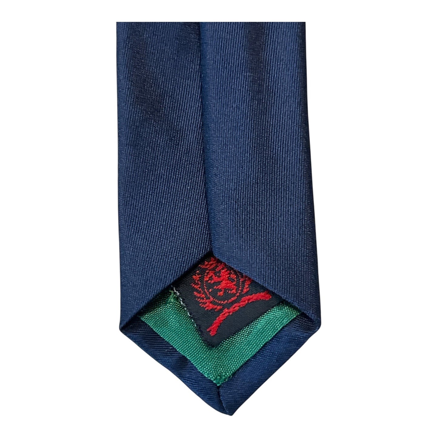Tommy Hilfiger Striped Silk Tie – 57” – Olive Green & Navy Blue – Crest Logo – Made in USA