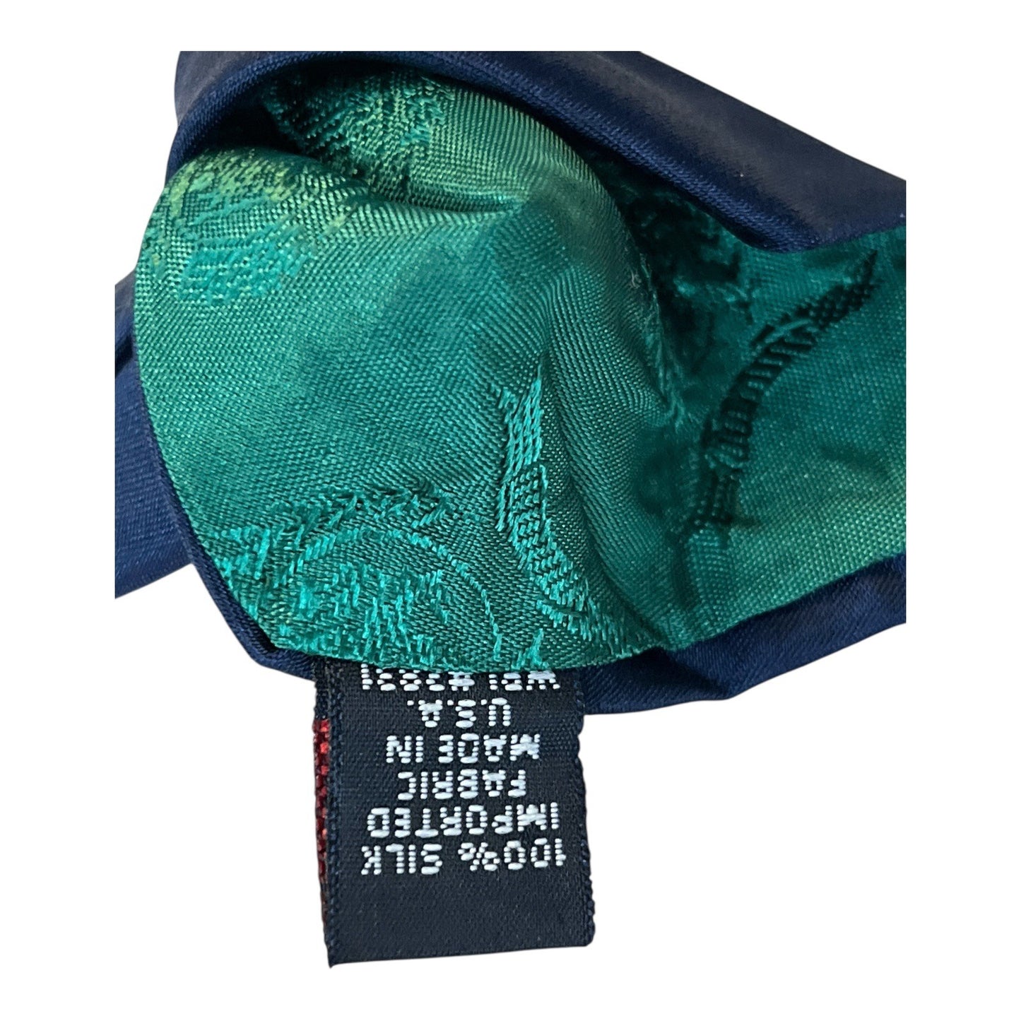 Tommy Hilfiger Striped Silk Tie – 57” – Olive Green & Navy Blue – Crest Logo – Made in USA