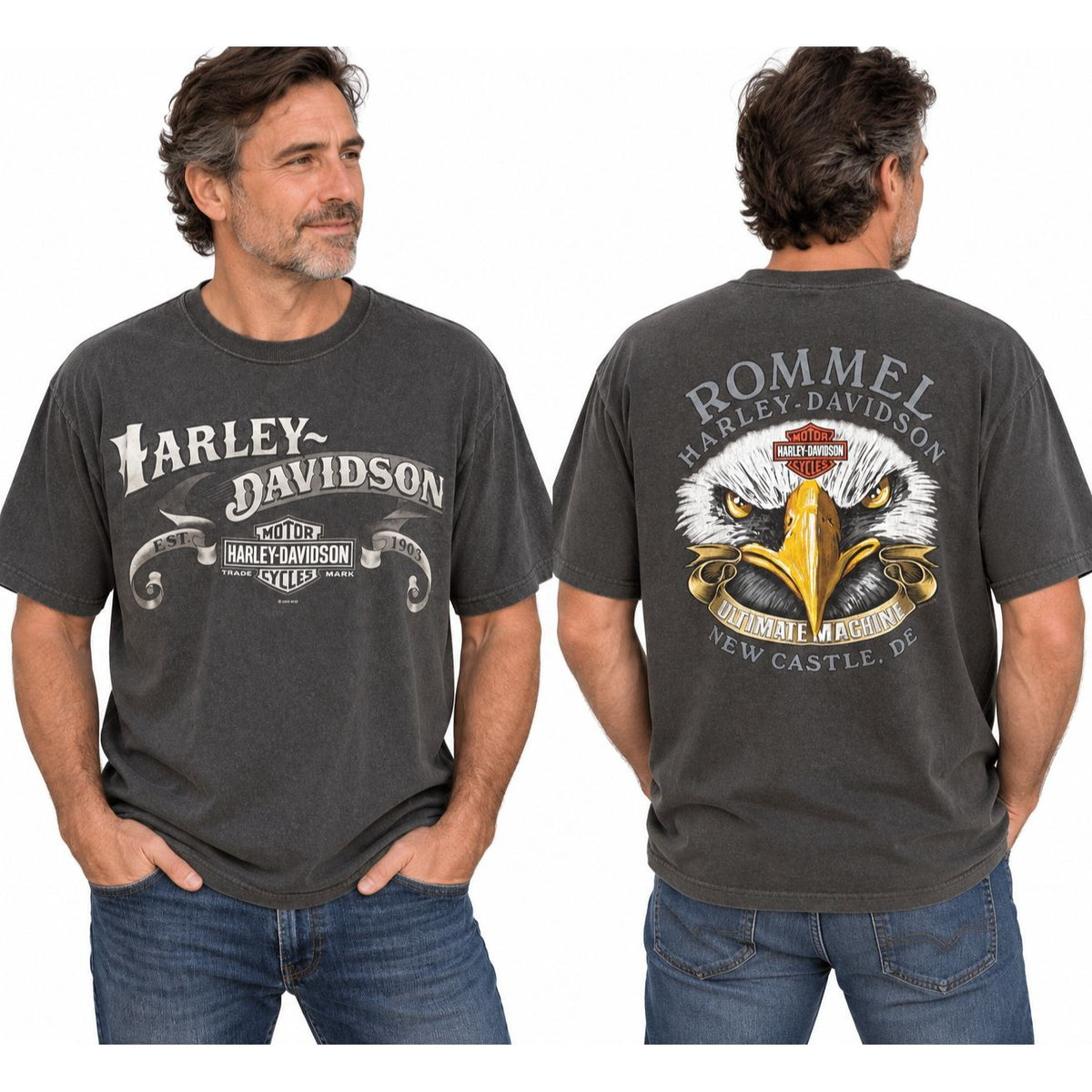Harley Davidson Rommel New Castle DE Eagle T Shirt Large 2012 USA