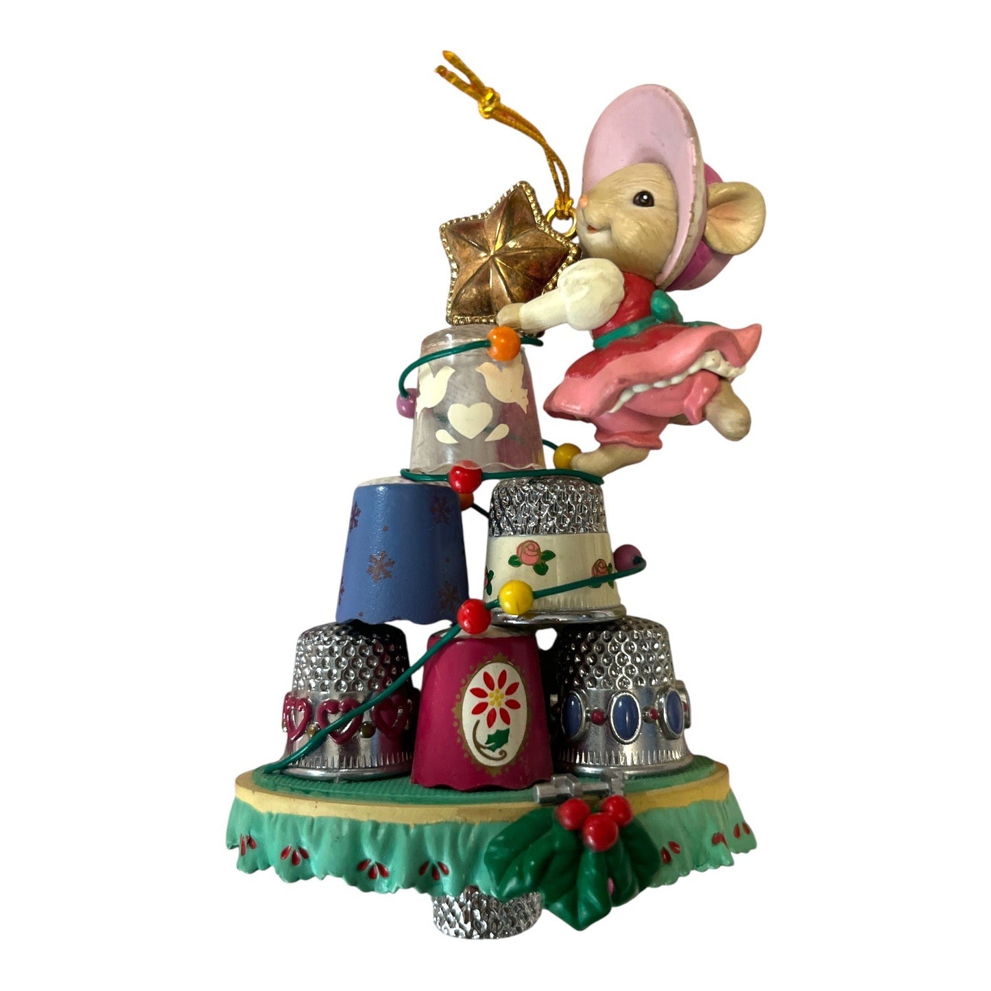 Vintage 1995 Enesco Krinkles Mouse Ornament – Thimble Christmas Tree