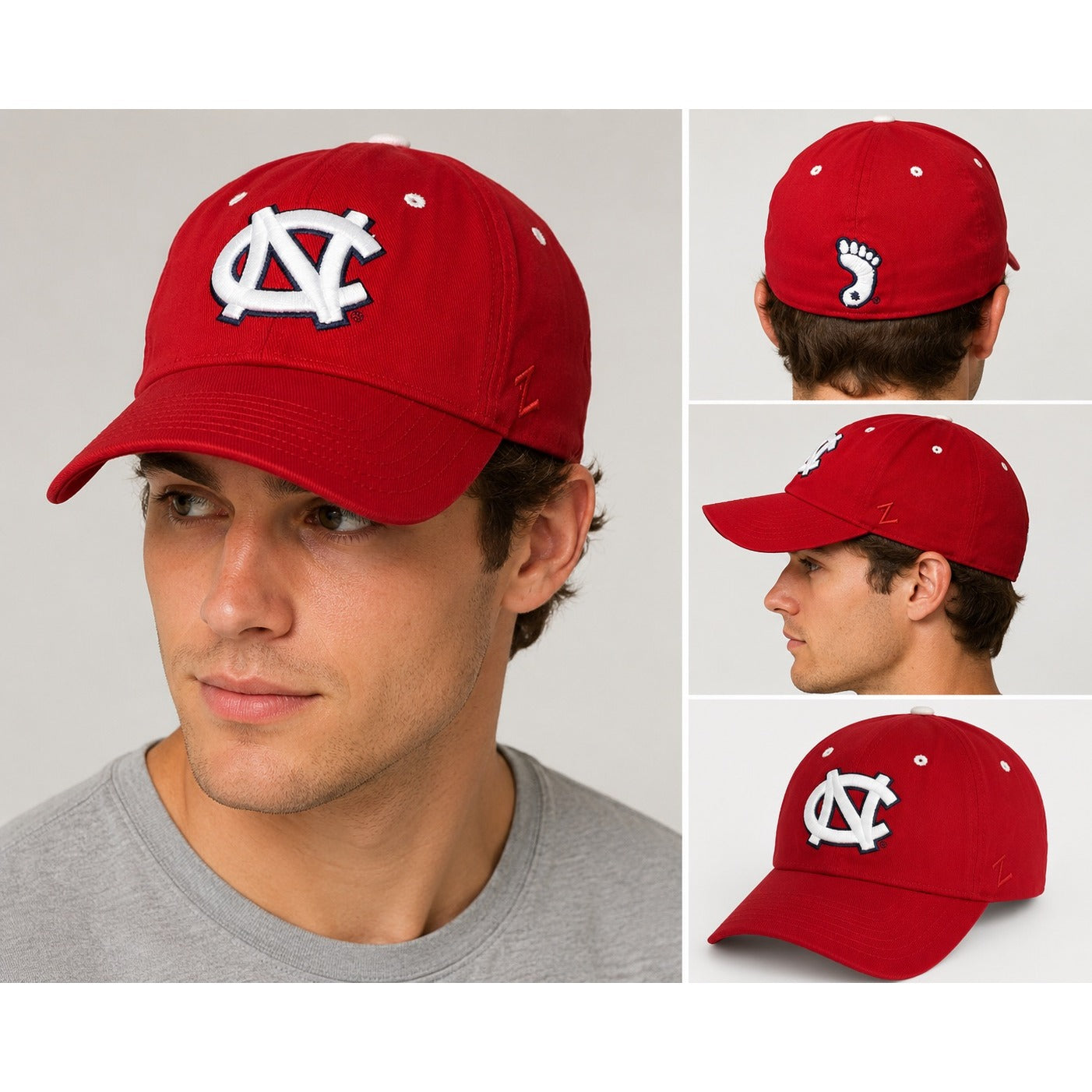 North Carolina Tar Heels Zephyr Fitted Baseball Cap Red White Embroidered NCAA Adult Hat