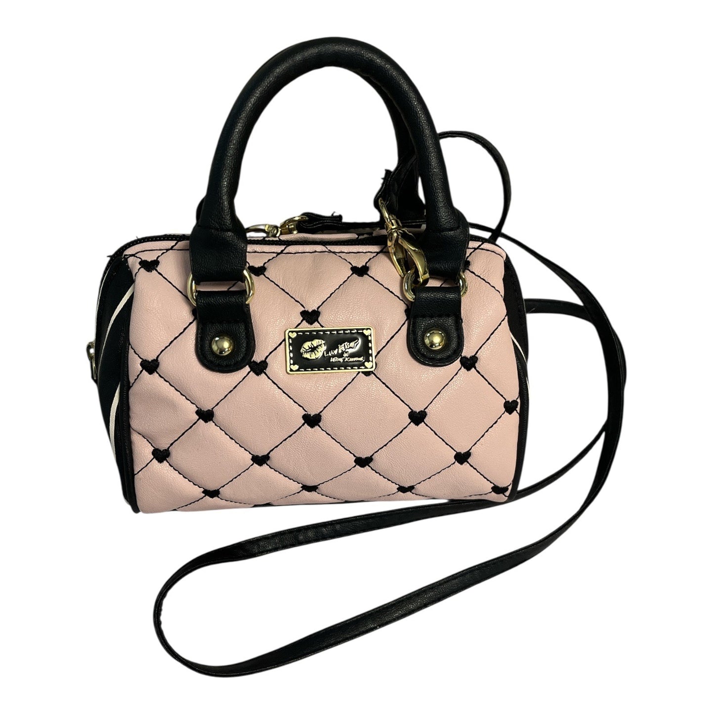 Luv Betsey by Betsey Johnson Quilted Mini Satchel – Pink & Black Faux Leather Crossbody Bag