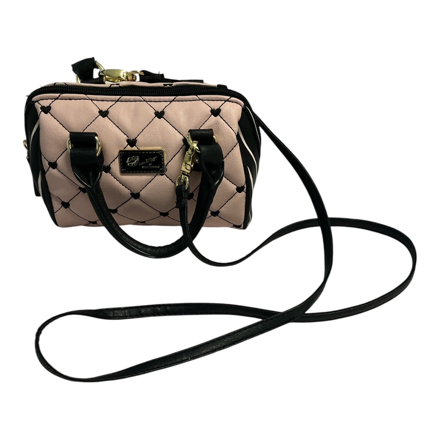 Luv Betsey by Betsey Johnson Quilted Mini Satchel – Pink & Black Faux Leather Crossbody Bag